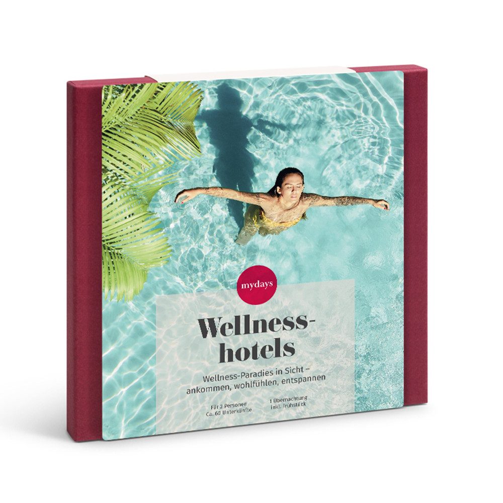 mydays Erlebnisgutschein Geschenkbox Wellnesshotels, 1 Uebernachtung inkl. Fruehstueck – Wellnessurlaub fuer Koerper, Geis…