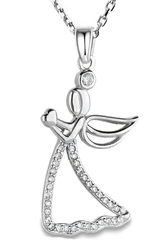 Limana Kette mit Anhänger Engelkette 925 Sterling Silber Engel Schutzengel Halskette (inkl. Schmuckbox), Geschenk für Kinder Mädchen Sie Frauen Damen Freundin Mutter Ehefrau