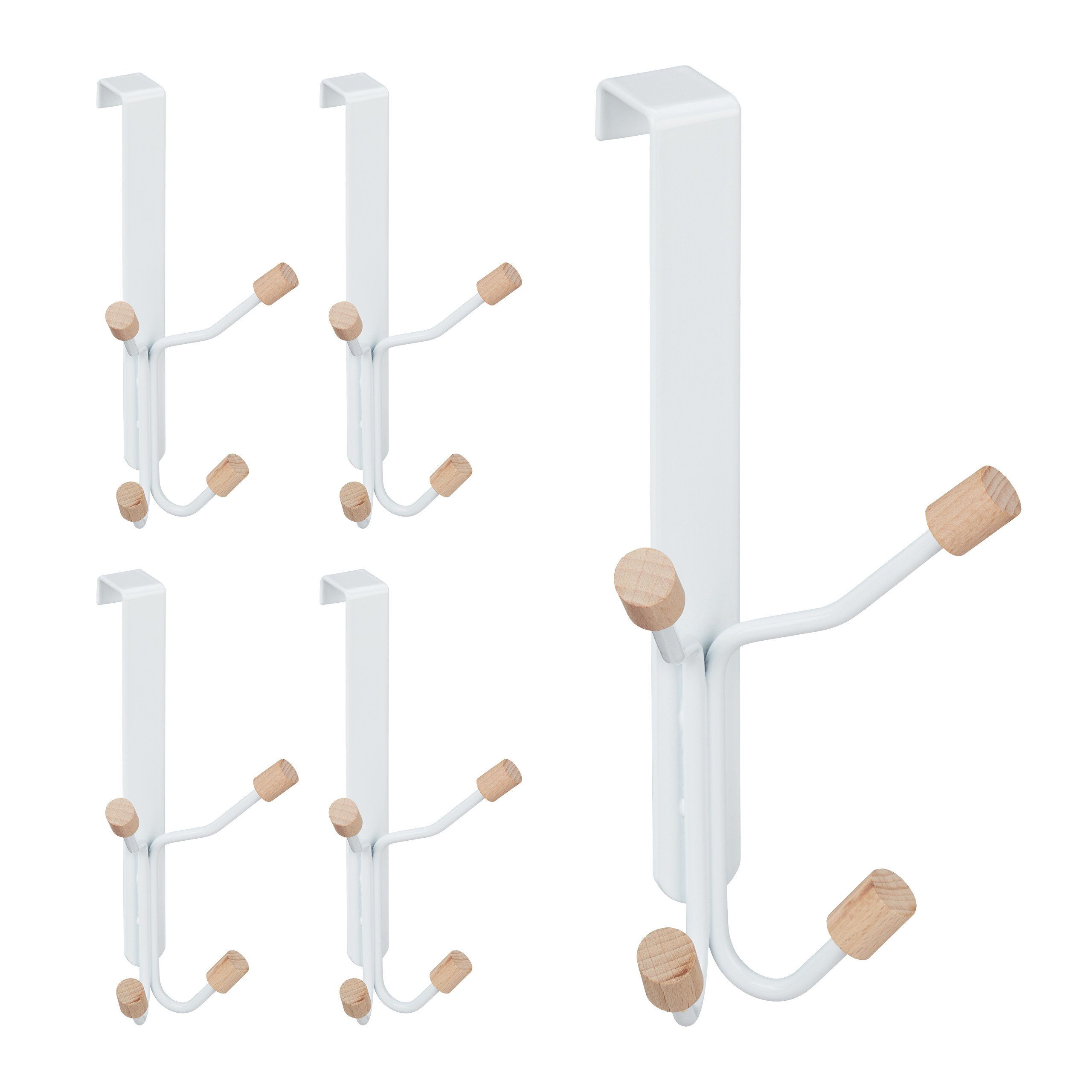 relaxdays Türhaken vierfach 5er Set, Türen mit Falztiefe ca. 2 cm, (5-St)