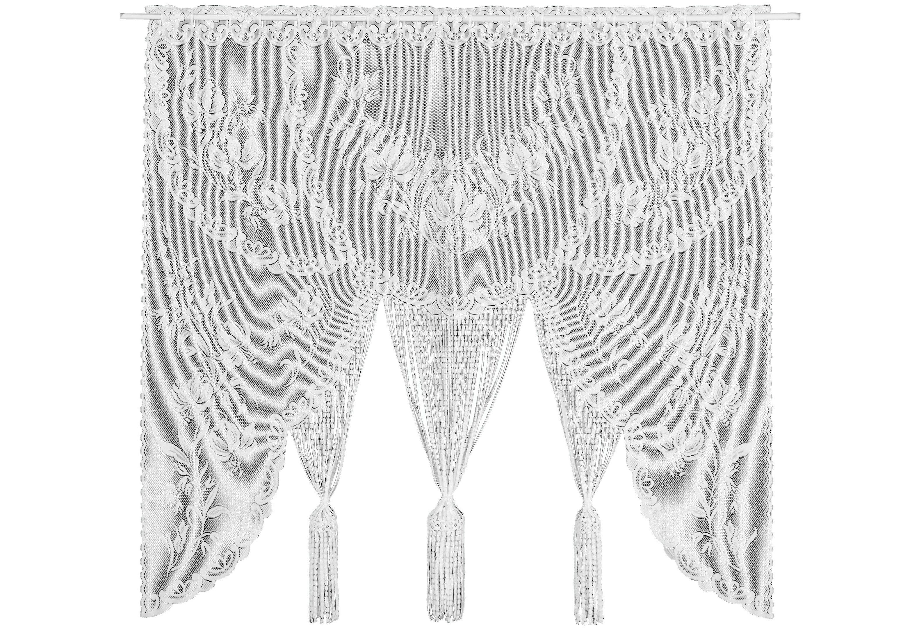 geblümt floral, Weckbrodt, Scheibengardine St), halbtransparent, Jacquard, Stangendurchzug Fadengardine, Gardine, Konstanz-A, Jacquard, (1