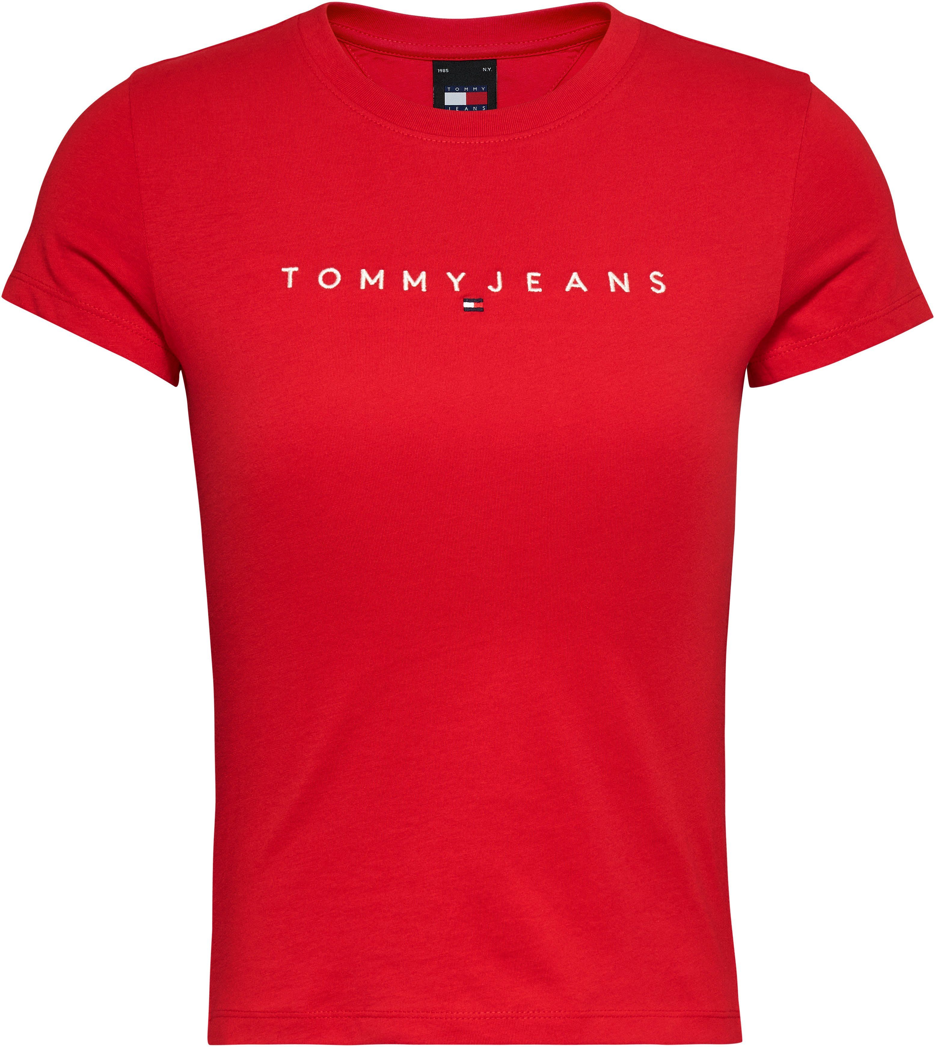 Tommy Jeans T-Shirt Slim Tee Linear Logo Shirt mit Logostickerei