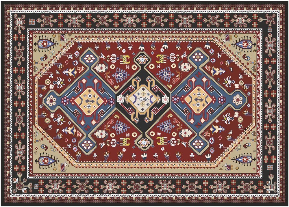 matches21 HOME & HOBBY Fußmatte Türmatte Perser rot Vintage in 50x70 cm als Fussabtreter, rechteckig, Höhe: 5 mm, Rutschfester Türvorleger für innen als waschbare Schmutzfangmatte