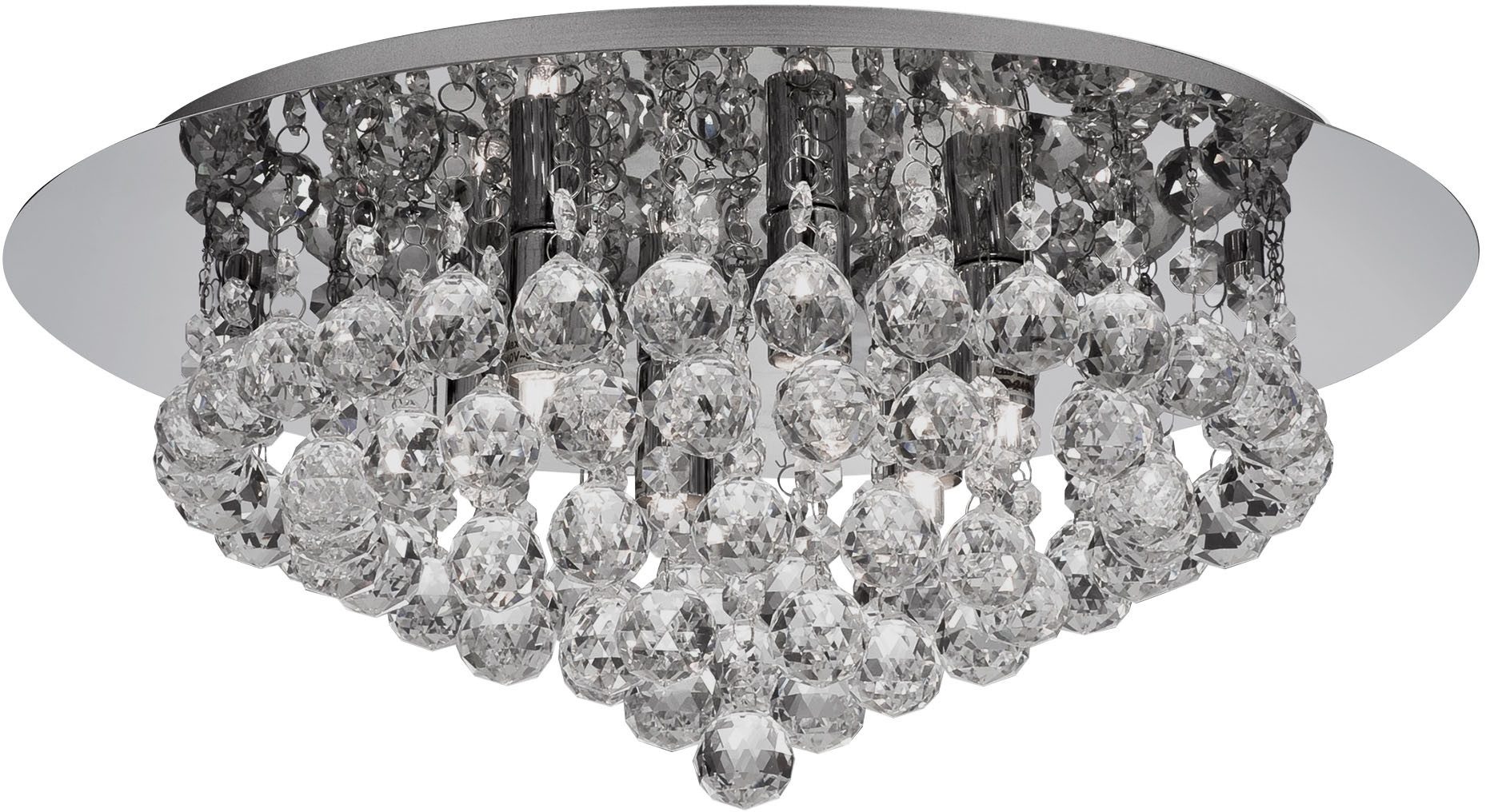 Searchlight Deckenleuchte Hanna 6Lt Flush - Chrome Metal & Clear Crystal, Leuchtmittel wechselbar