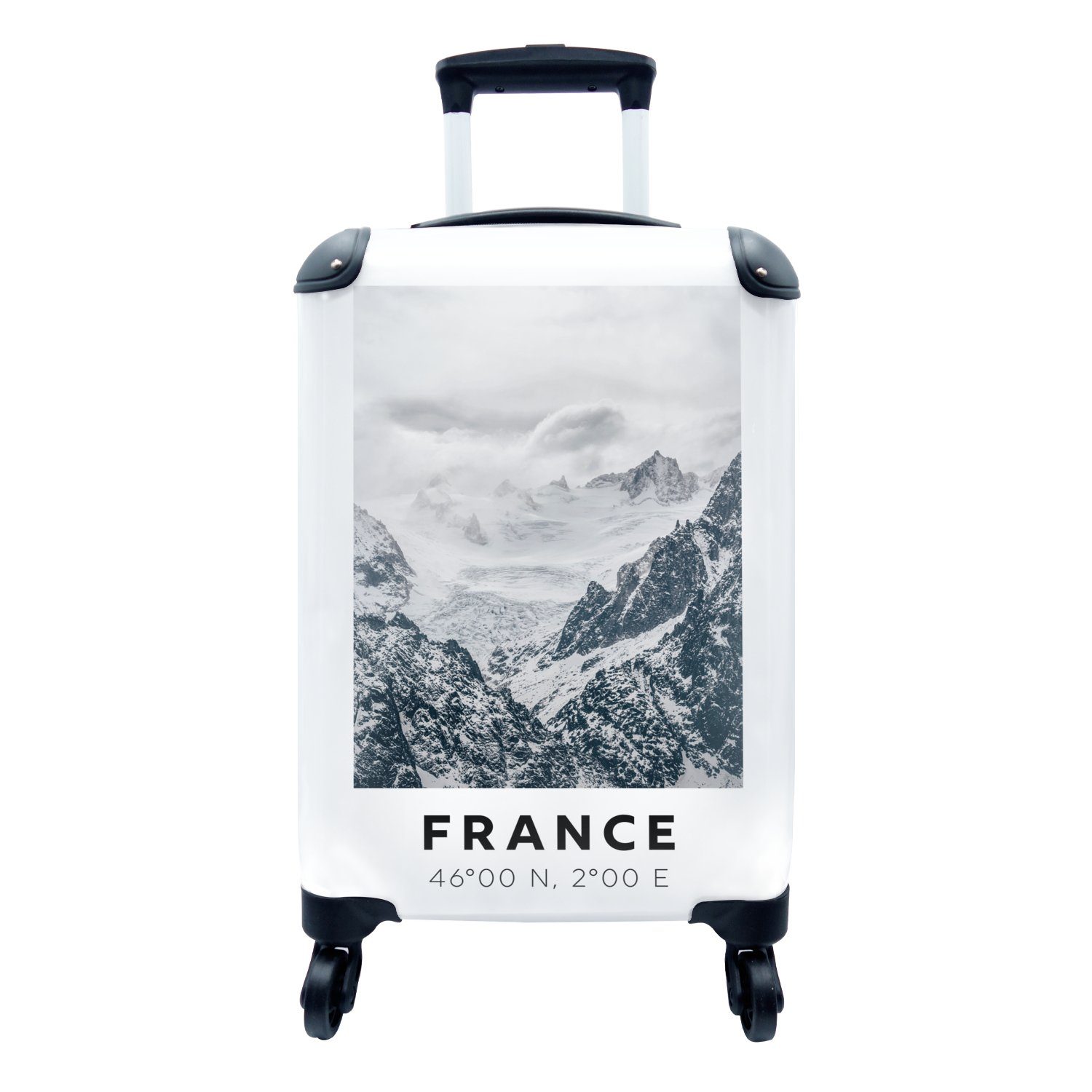 MuchoWow Handgepäckkoffer Frankreich - Berge - Schnee, 4 Rollen, Reisetasche mit rollen, Handgepäck für Ferien, Trolley, Reisekoffer