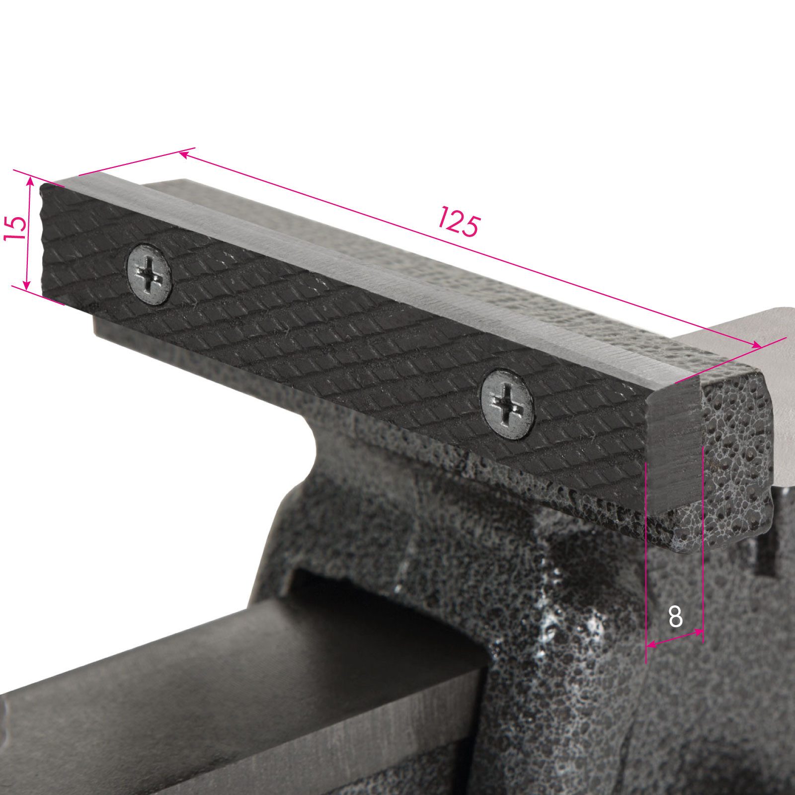 EBERTH Schraubstock Gusseisen mit Amboss, 125mm Backenbreite, 130mm Gesamthöhe, 360° drehbar,110mm Ø Teller,87mm maximale Spannweite,Schraubstock groß