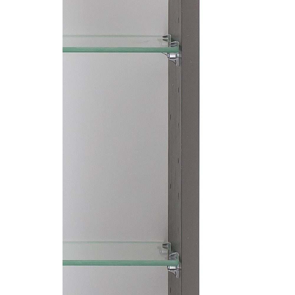 Spiegelschrank B/H/T Lomadox ca. mit LED-Aufbauleuchte in 60 cm dunkelgrau, 60/64/20 MARLING-03 cm