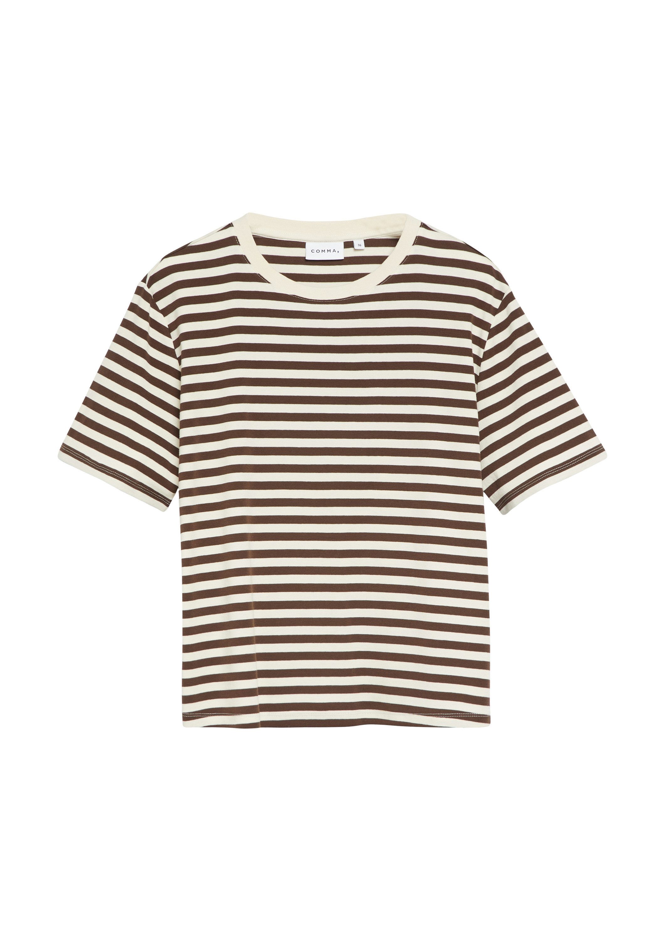 comma Kurzarmshirt T-Shirt Basic Fit T-Shirt mit garngefärbten Streifen günstig online kaufen