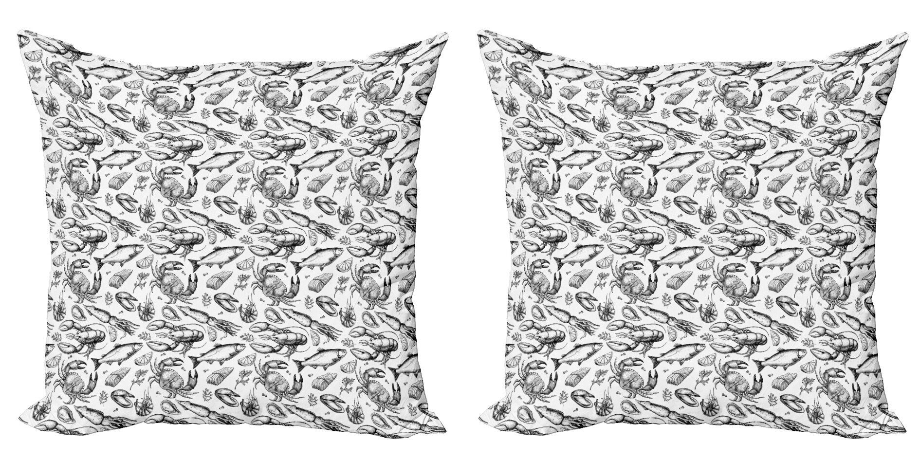 Doppelseitiger (2 Meeresfrüchte Modern Ozean Abakuhaus Flüchtig Stück), Pattern Accent Digitaldruck, Kissenbezüge