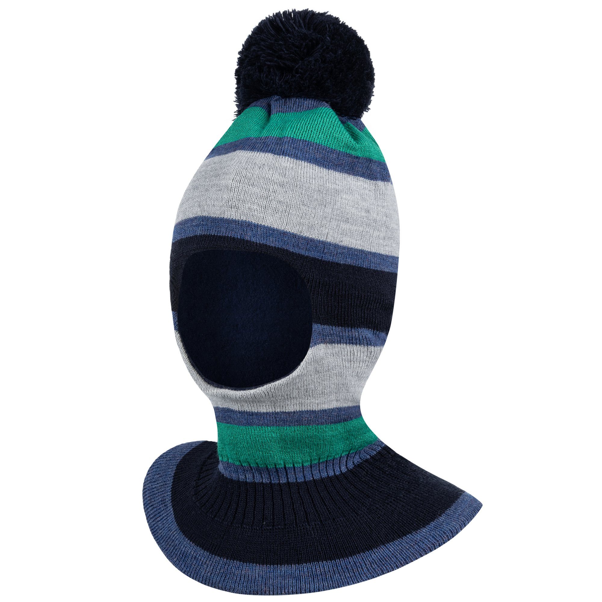 AJS Schlupfmütze Wintermütze Schalmütze Strickmütze warme Jungenmütze Bommelmütze mit Baumwolle gefüttert