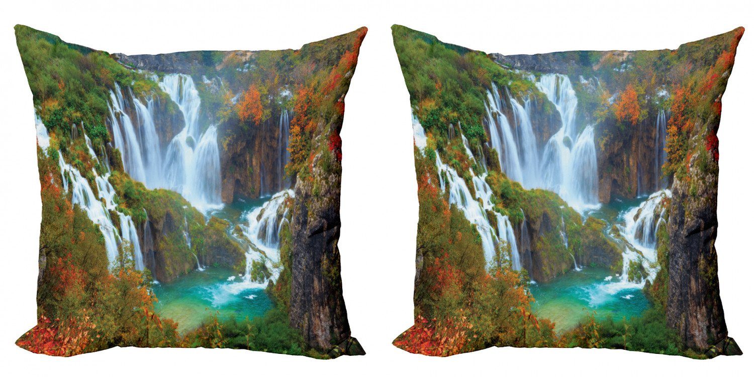 Kissenbezüge Modern Accent Doppelseitiger Digitaldruck, Abakuhaus (2 Stück), Kroatien Wasserfälle von Plitvice Park