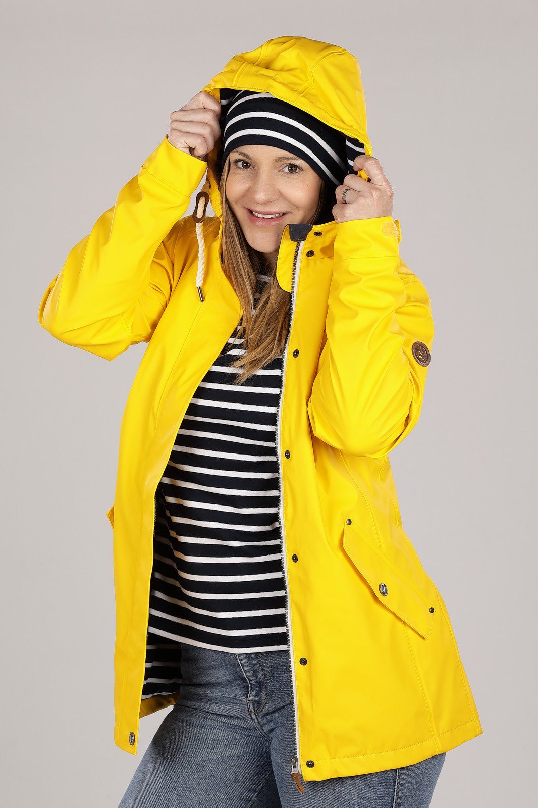 wind- Regenjacke Fashion Kiel & Regenmantel wasserdicht verstellbarer gelb Damen Kapuze Dry mit -