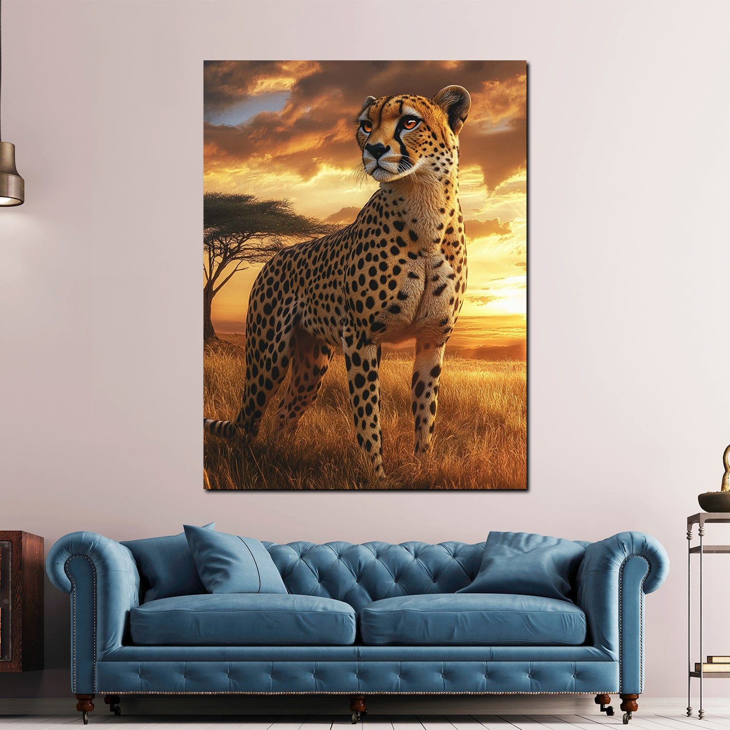 Artedinoi Leinwandbild Gepard Anmut Afrika Natur Leinwandbild Wandbild Kunstdruck XL Wanddeko, Gepard in Afrika