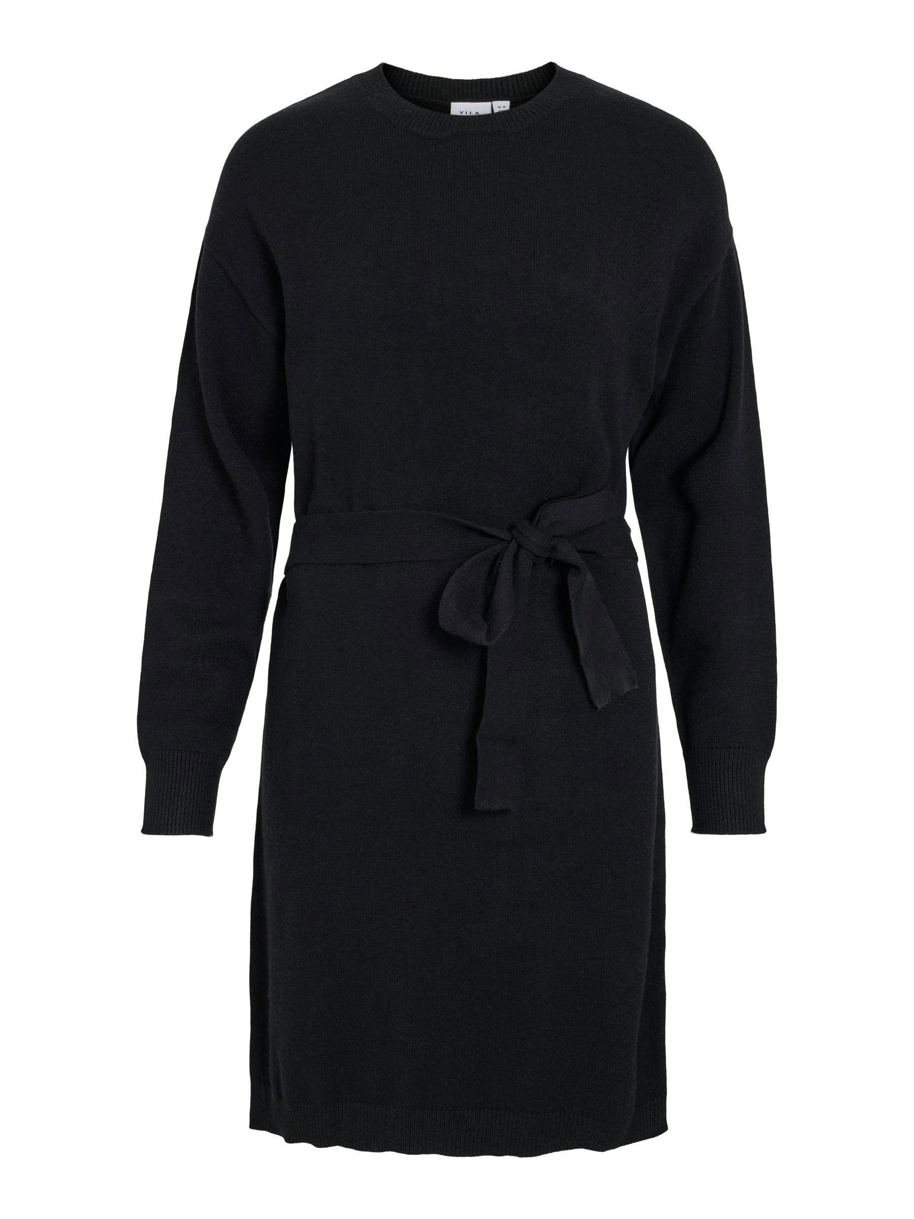 Vila Shirtkleid Rundhalsausschnitt und Gürtel langärmlig (kurz) VIRIL O-NECK L/S BELT KNIT DRESS - NOOS