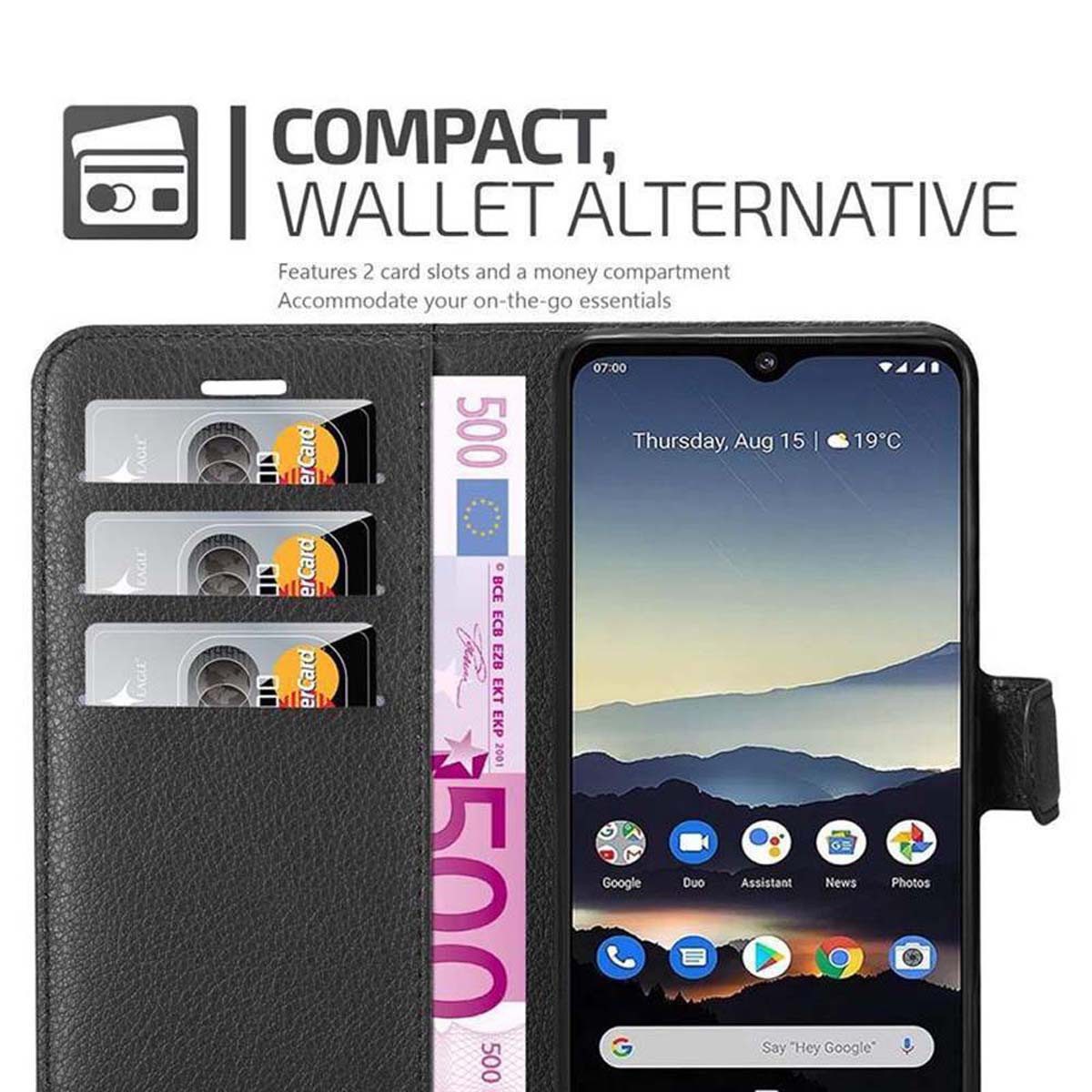 Cadorabo Handyhülle für Nokia 7.2 Hülle Nokia 7.2, Hülle Schutzhülle mit Standfunktion, Kartenfach und Magnetverschluss