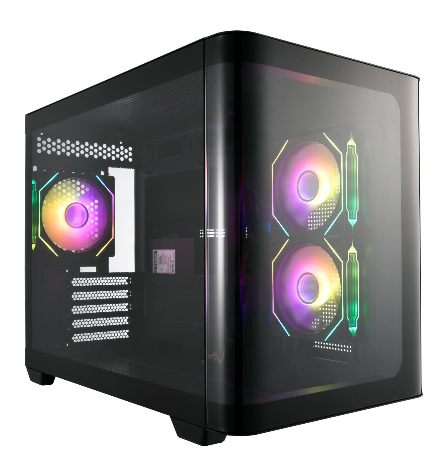 FSP PC-Gehäuse S380, Tower-Gehäuse schwarz, Tempered Glass x 2