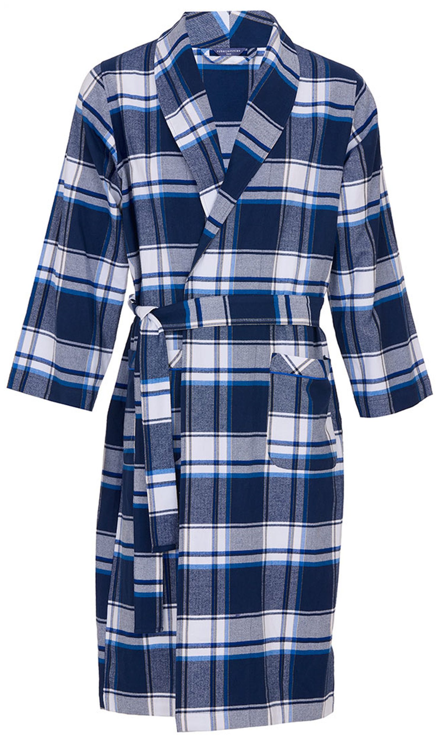 Cyberjammies Morgenmantel Herren Flanell Hausmantel, Midi, Baumwolle, Schalkragen, Gürtel, Baumwolle