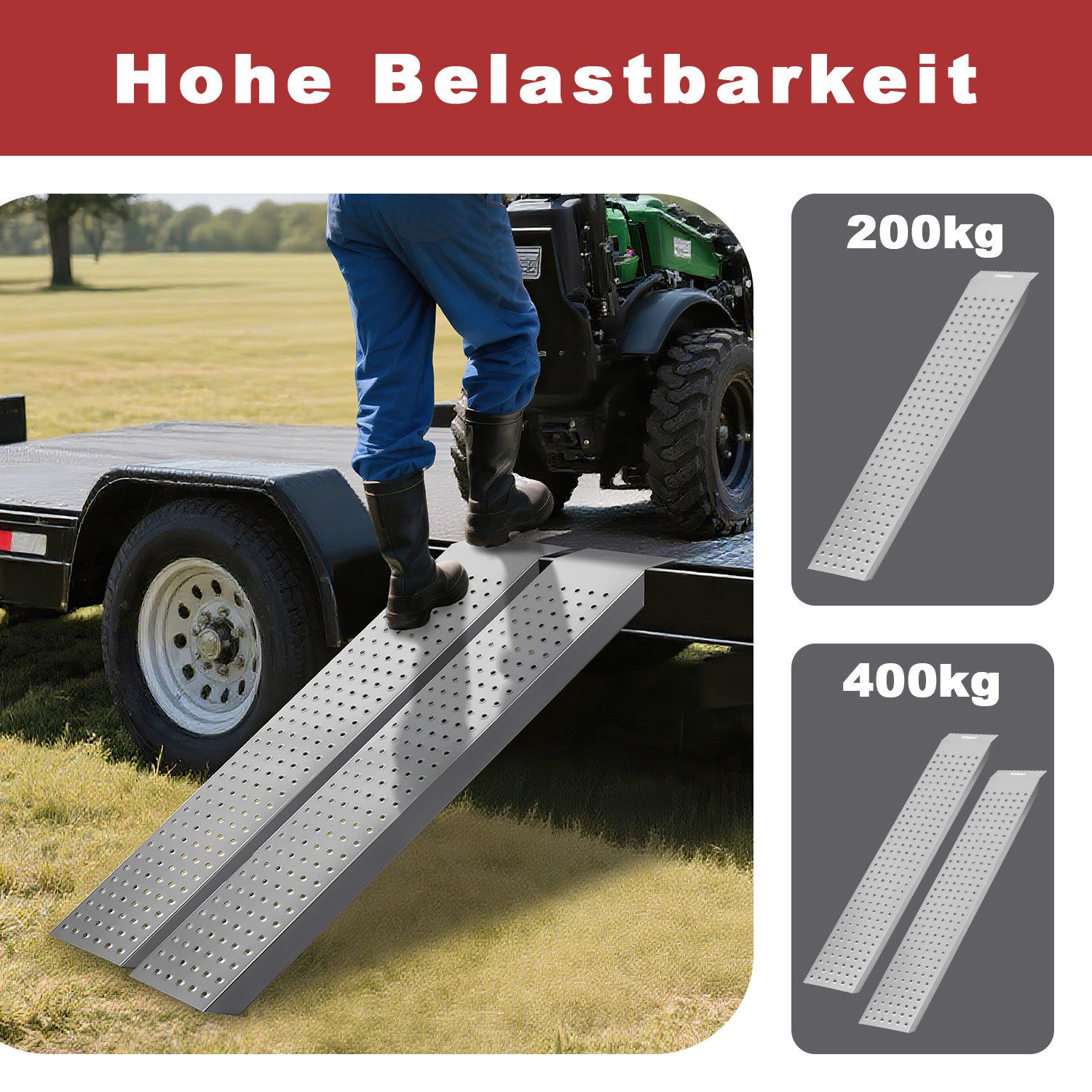 Clanmacy Auffahrrampe 2X Auffahrrampe Verladerampe 135cm Verzinkt Auto Laderampe bis 400kg (2-St) – Bild 5 von 5
