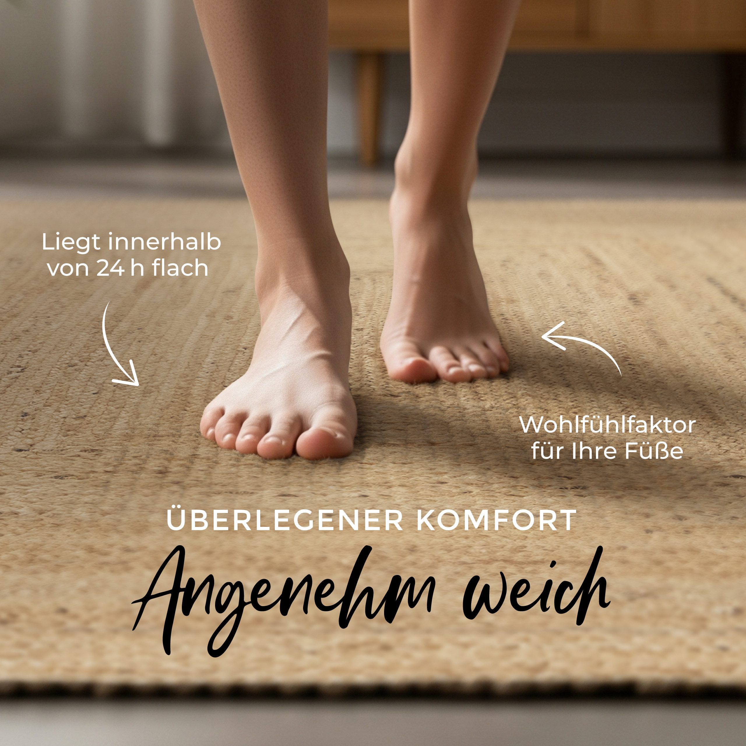 carpetfine Teppich Nele Juteteppich Naturfaser, rechteckig, Höhe: 6 mm, geflochtener Wendeteppich aus 100% Jute, quadratisch und als Läufer – Bild 4 von 5