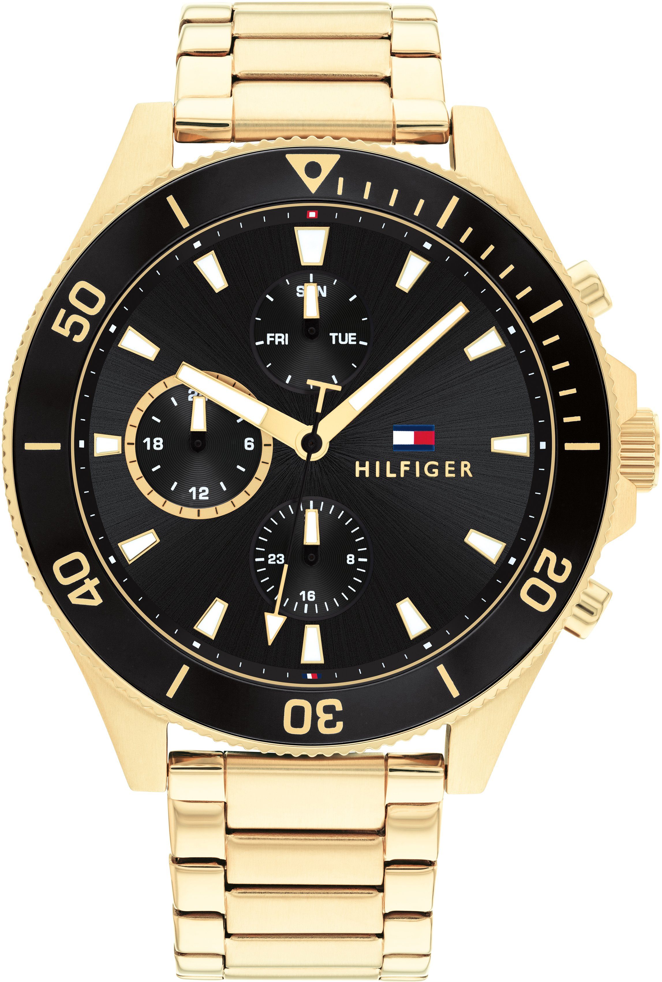 Tommy Hilfiger Multifunktionsuhr 1791919, Quarzuhr, Armbanduhr, Herrenuhr, Datum, 12/24-Std.-Anzeige, analog