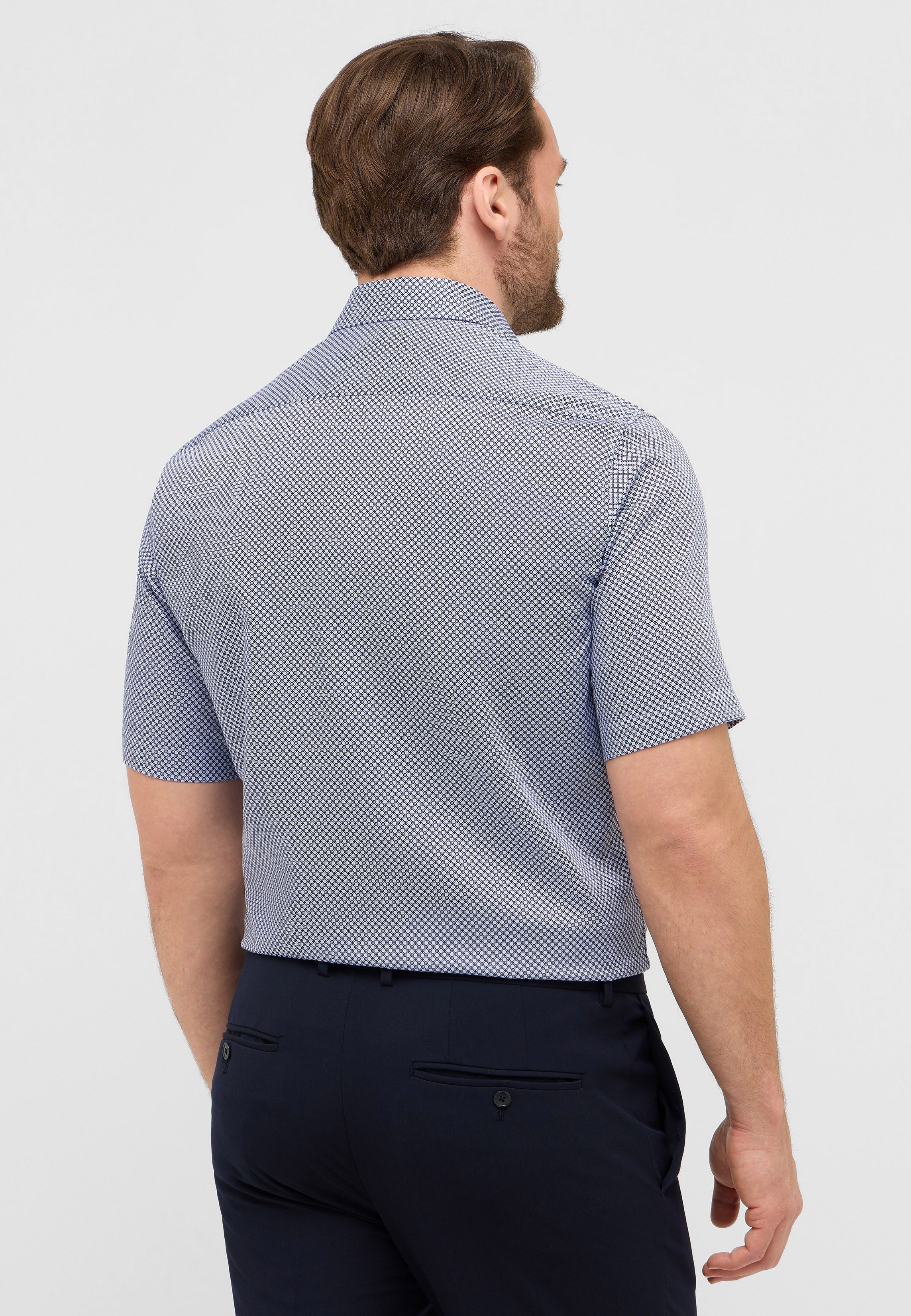 Eterna Businesshemd ETERNA COMFORT FIT Kurzarm Hemd blau print twill 4220-14-K181