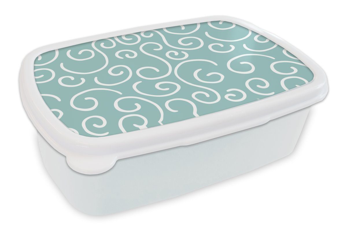 MuchoWow Lunchbox Muster - Strand - Meer - Abstrakt, Kunststoff, (2-tlg), Brotbox für Kinder und Erwachsene, Brotdose, für Jungs und Mädchen weiß