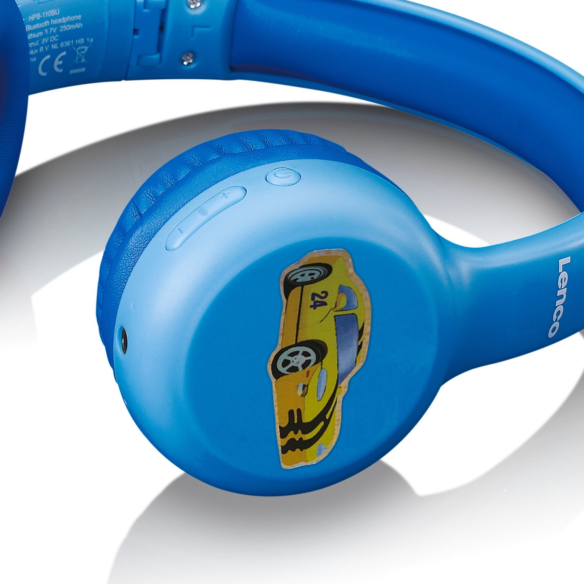 Kinderkopfhörer Lenco Sticker HPB-110 Over-Ear-Kopfhörer Blau mit