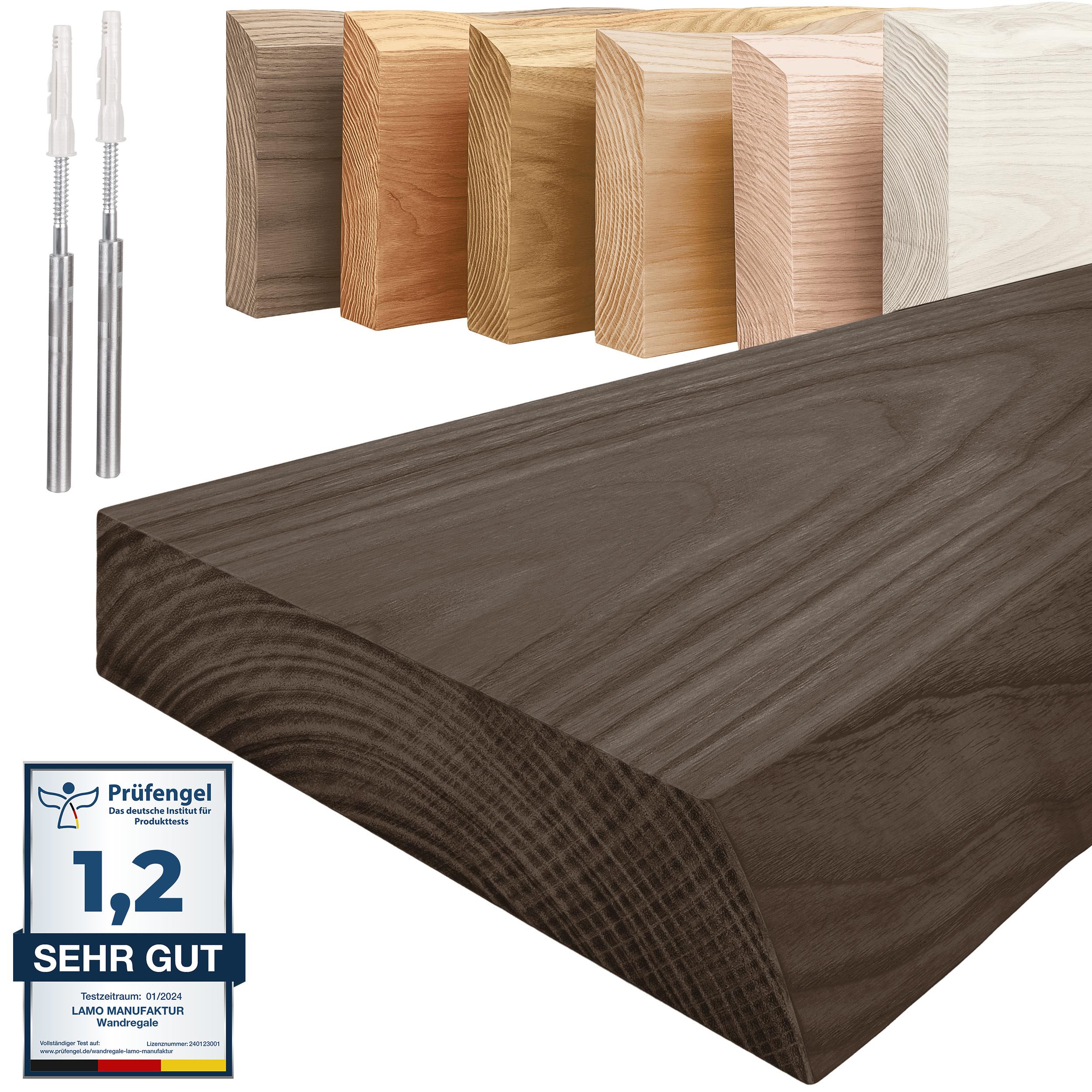 LAMO Manufaktur Wandregal Holz Baumkante Regal Farbe: Schwarz Invisible: Sc günstig online kaufen