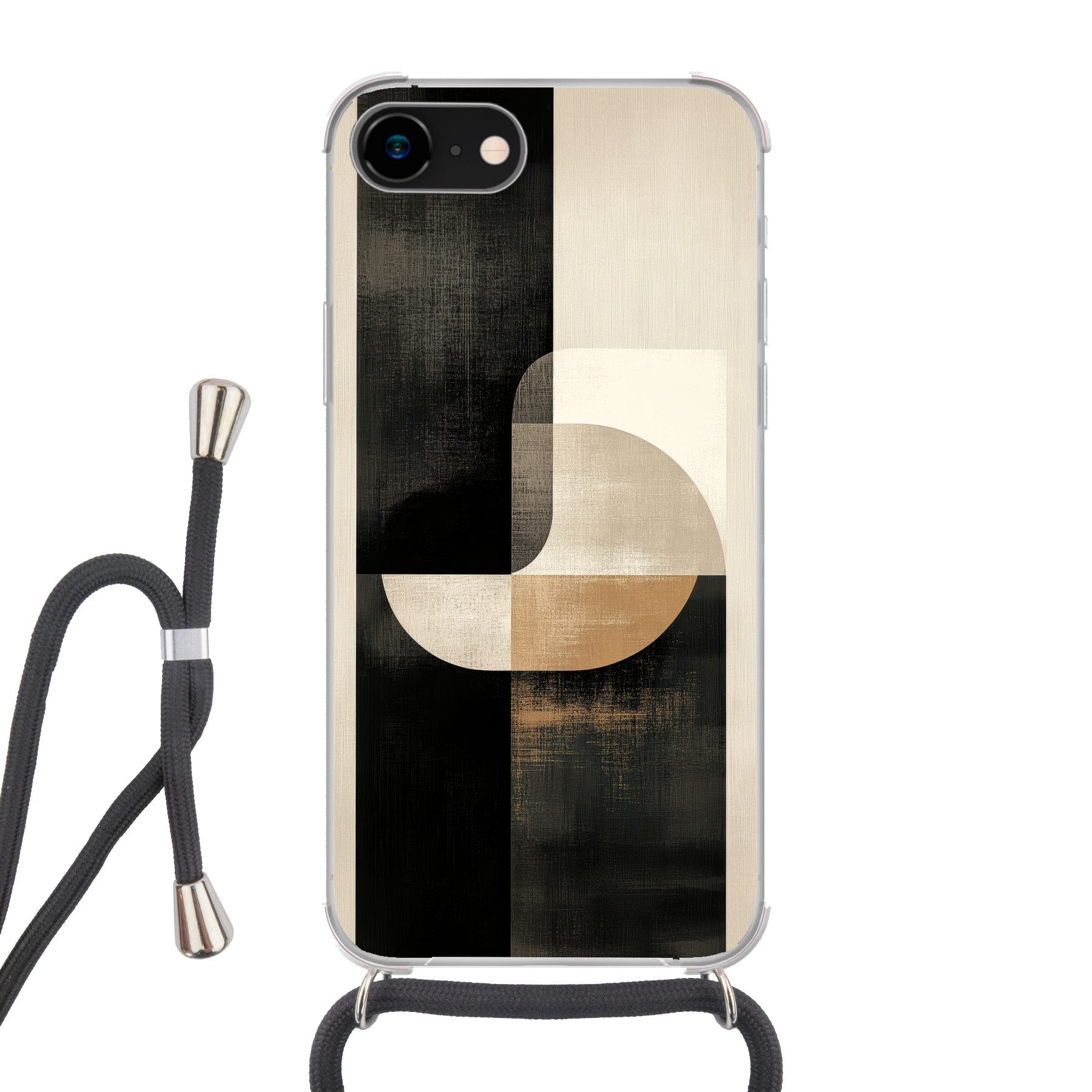 MuchoWow Handyhülle für Apple iPhone 7 Modern - Quadratisch - Formen, Tragbare Handyhüllen mit Kette zum umhängen, Handykette Handyband