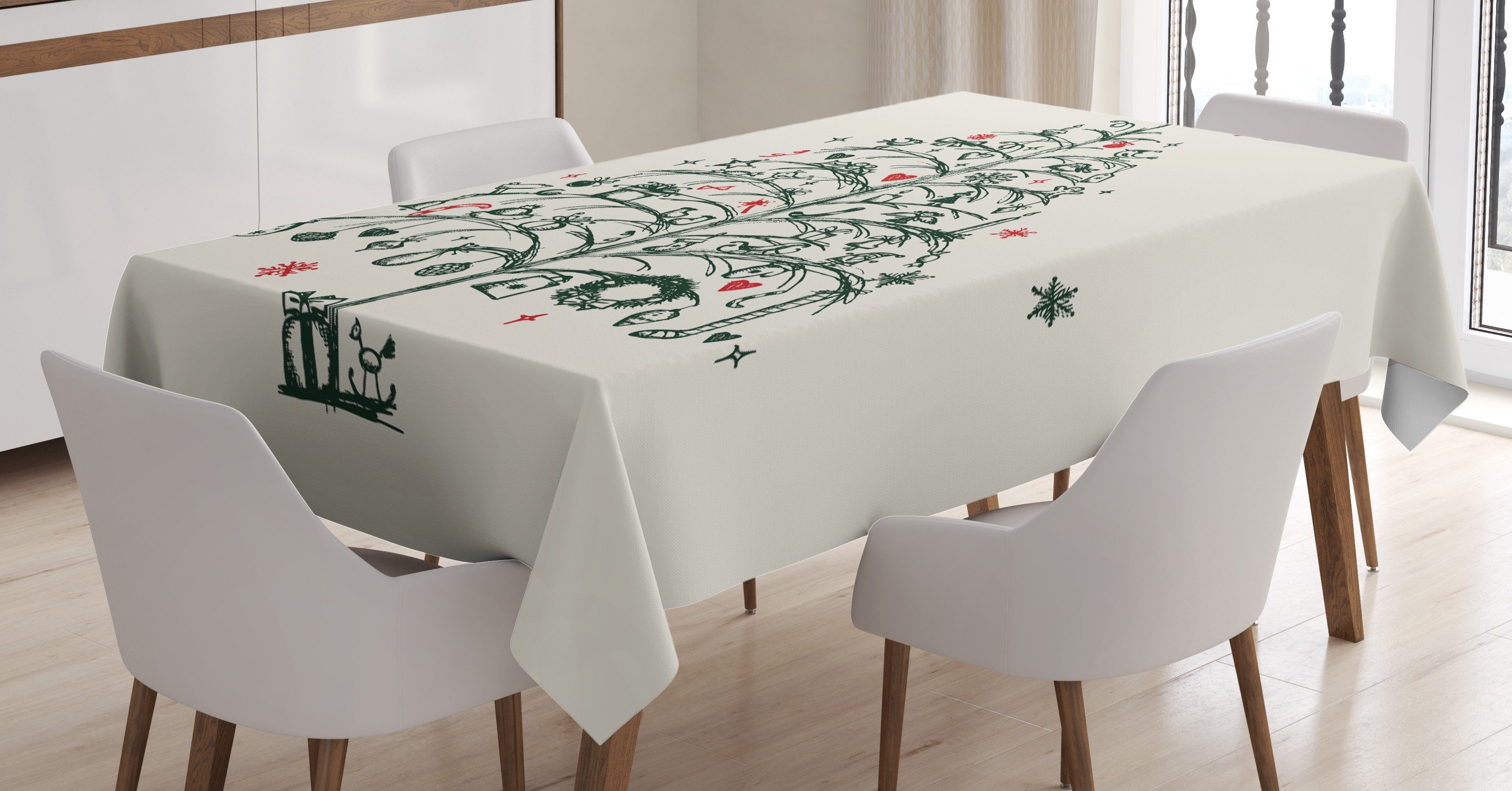 Abakuhaus Tischdecke Farbfest Waschbar Für den Außen Bereich geeignet Klare Farben, Weihnachten Baum und Feen
