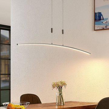 Lindby LED-Hängeleuchte Phillie, dimmbar, LED-Leuchtmittel fest verbaut, warmweiß, Modern, Metall, nickel satiniert, 1 flammig, inkl.