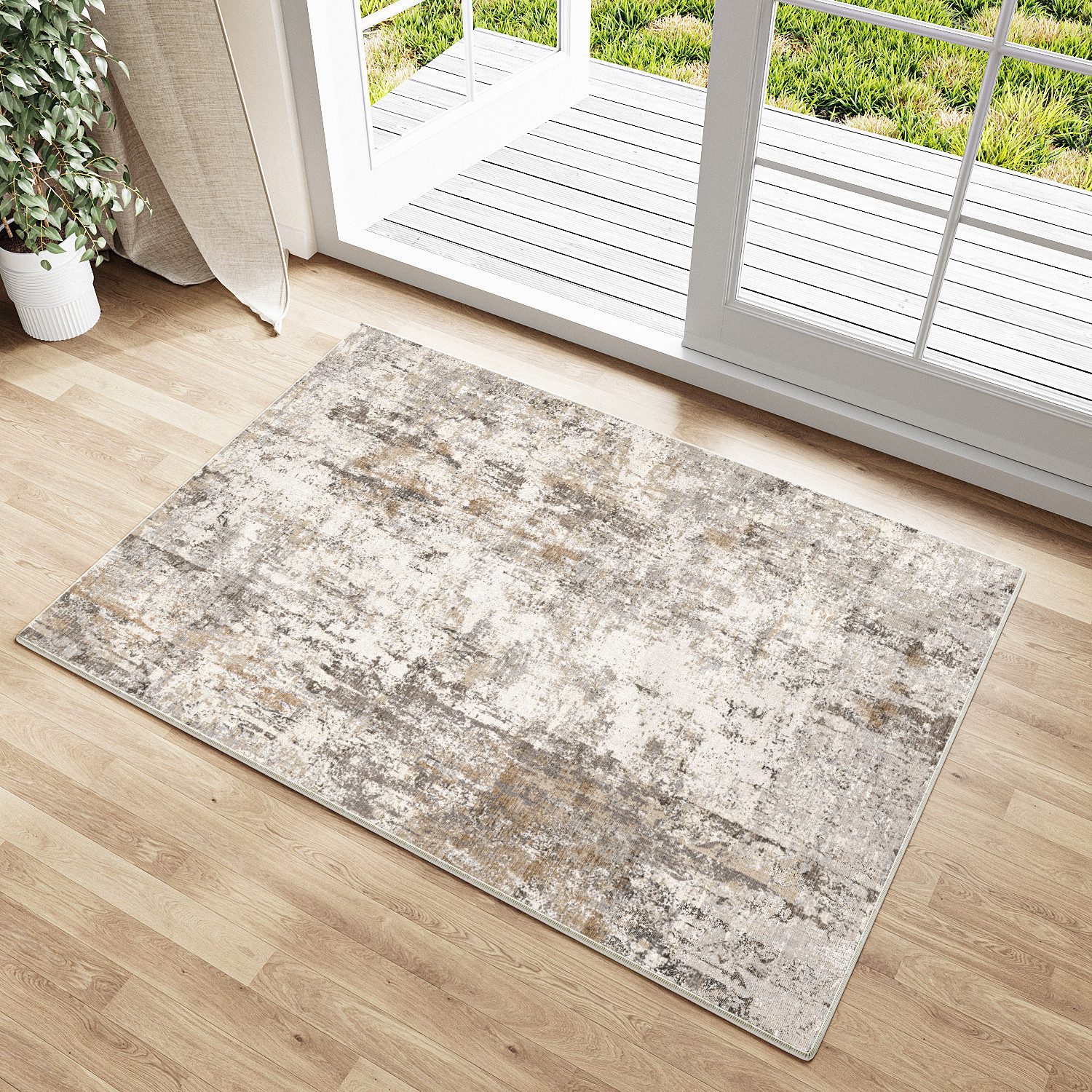 PURECOZY Teppich Verschiedene Größen, Waschbar & Rutschfest, abstrakter Stil, Rechteckig, Höhe: 6.1 mm, für Wohnzimmer, Schlafzimmer, Flur, Küche & Eingangsbereich