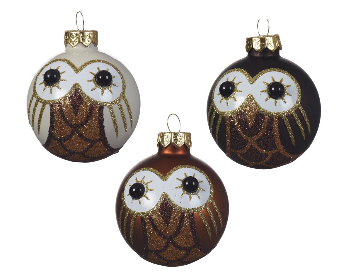 Kaemingk Christbaumschmuck, Christbaumschmuck Glas Eule 6cm - 1 Stück sortiert