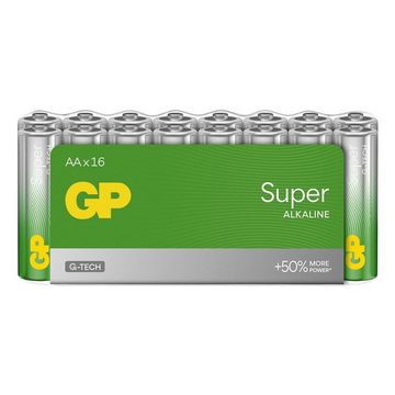 GP Batteries Super Alkaline Batterie, (1.5 V, 16 St), Mignon / AA / LR06 / LR6, 1,5 V, Alkali