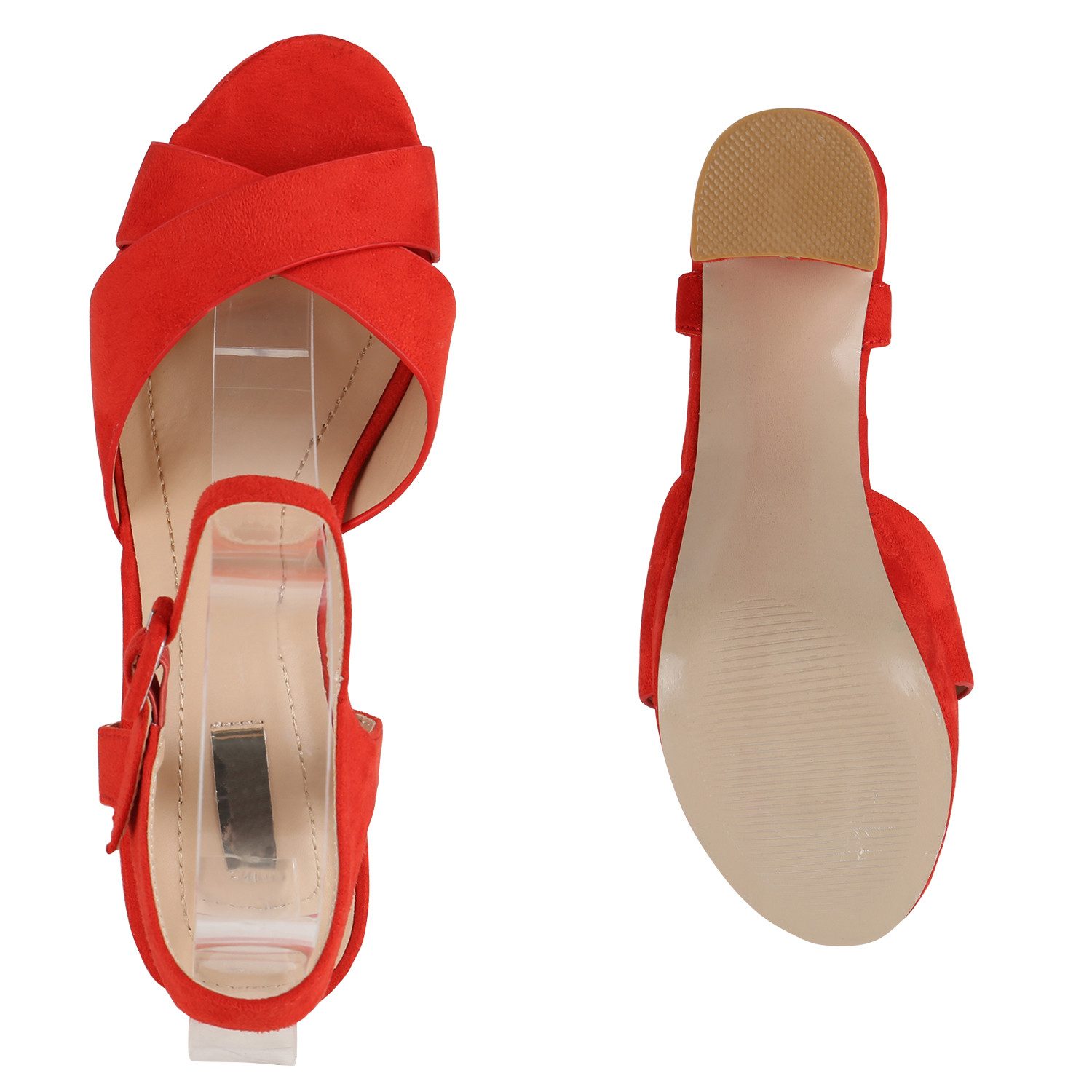 VAN HILL 826159 Plateausandaletten Damen Plateau Sandaletten Blockabsatz Party High Heels
