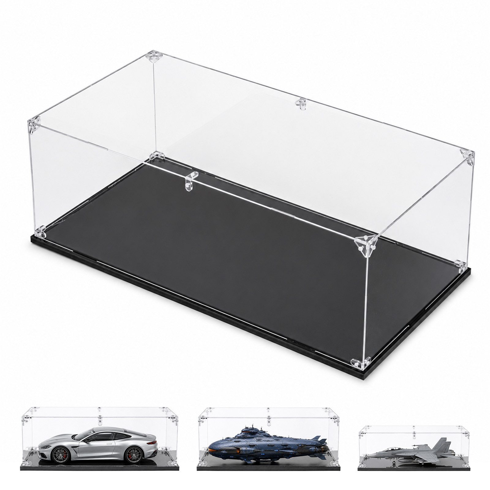 Youyijia Vitrine Acryl Vitrine für Modellautos mit Schwarzem Sockel, Staubschutz