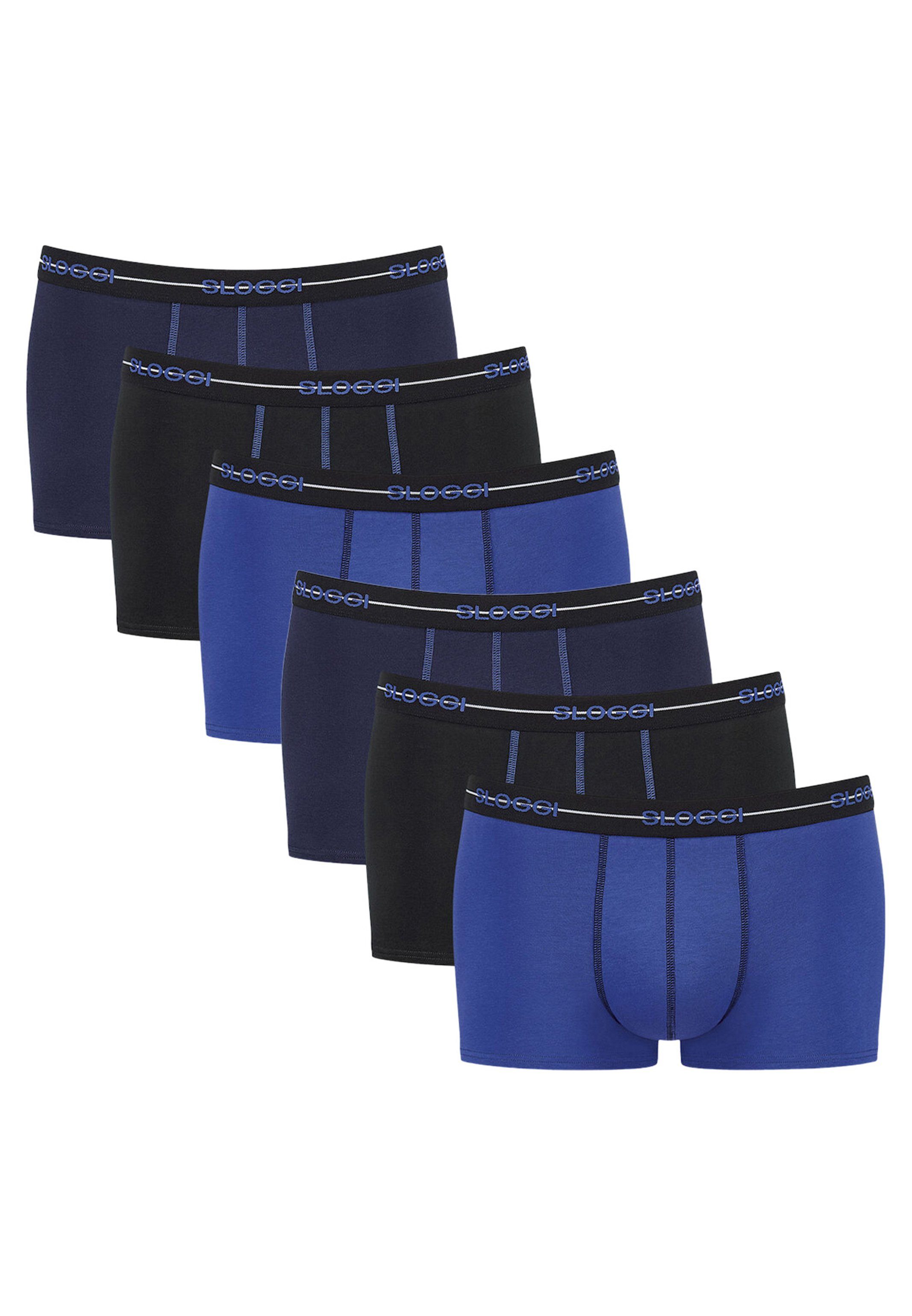Sloggi Retro Boxer 6er Pack Start (Spar-Set, 6-St) Hipster / Pant - Baumwolle - Ohne Eingriff - Extra weiches Taillenband Blau / Schwarz / Dunkelblau
