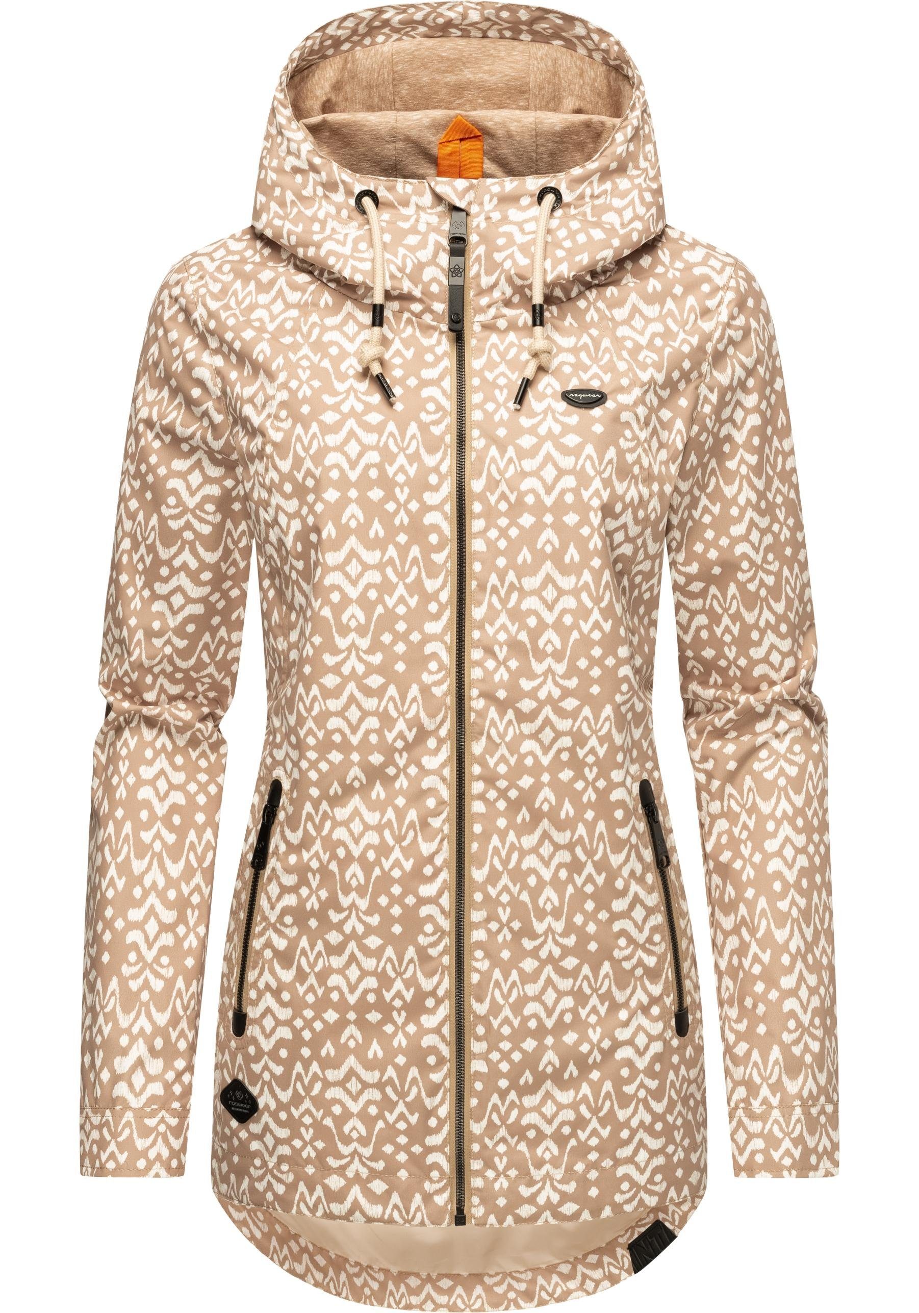 Ragwear Outdoorjacke Zuzka Ikat Wasserdichte Übergangsjacke mit großer Kapuze