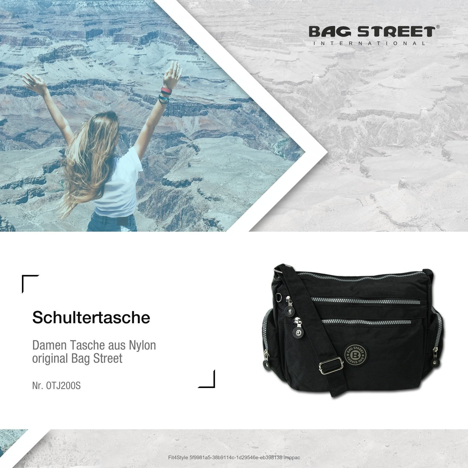 BAG STREET Schultertasche Bag Street Nylon schwarz Sportliche Damen (Schultertasche), Damen, Jugend Schultertasche Nylon, schwarz ca. 30cm x ca. 22cm