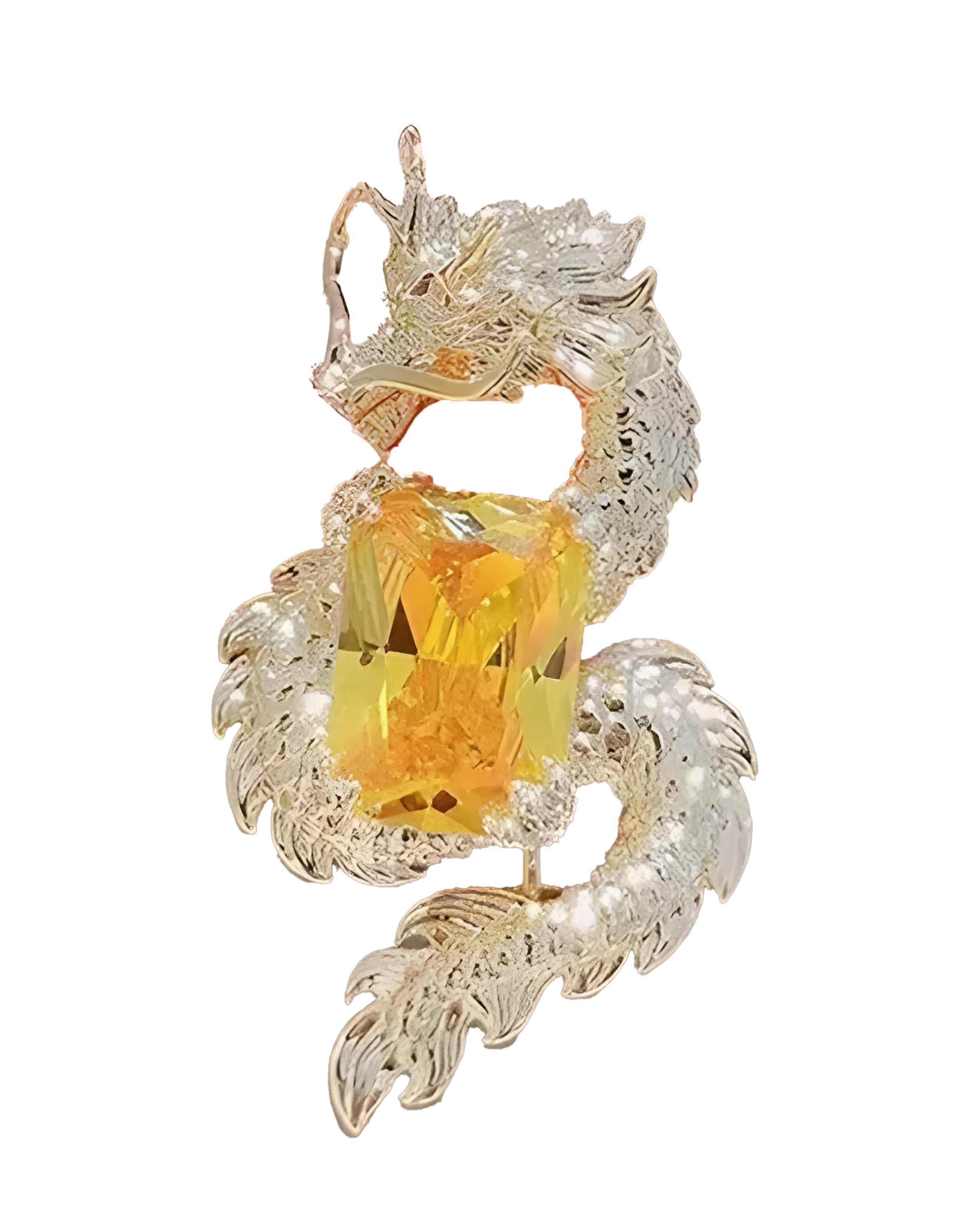 MayTree Brosche "Goldener Drachen" (Stück, 1-tlg), Metallbrosche in Form eines goldenen Drachens
