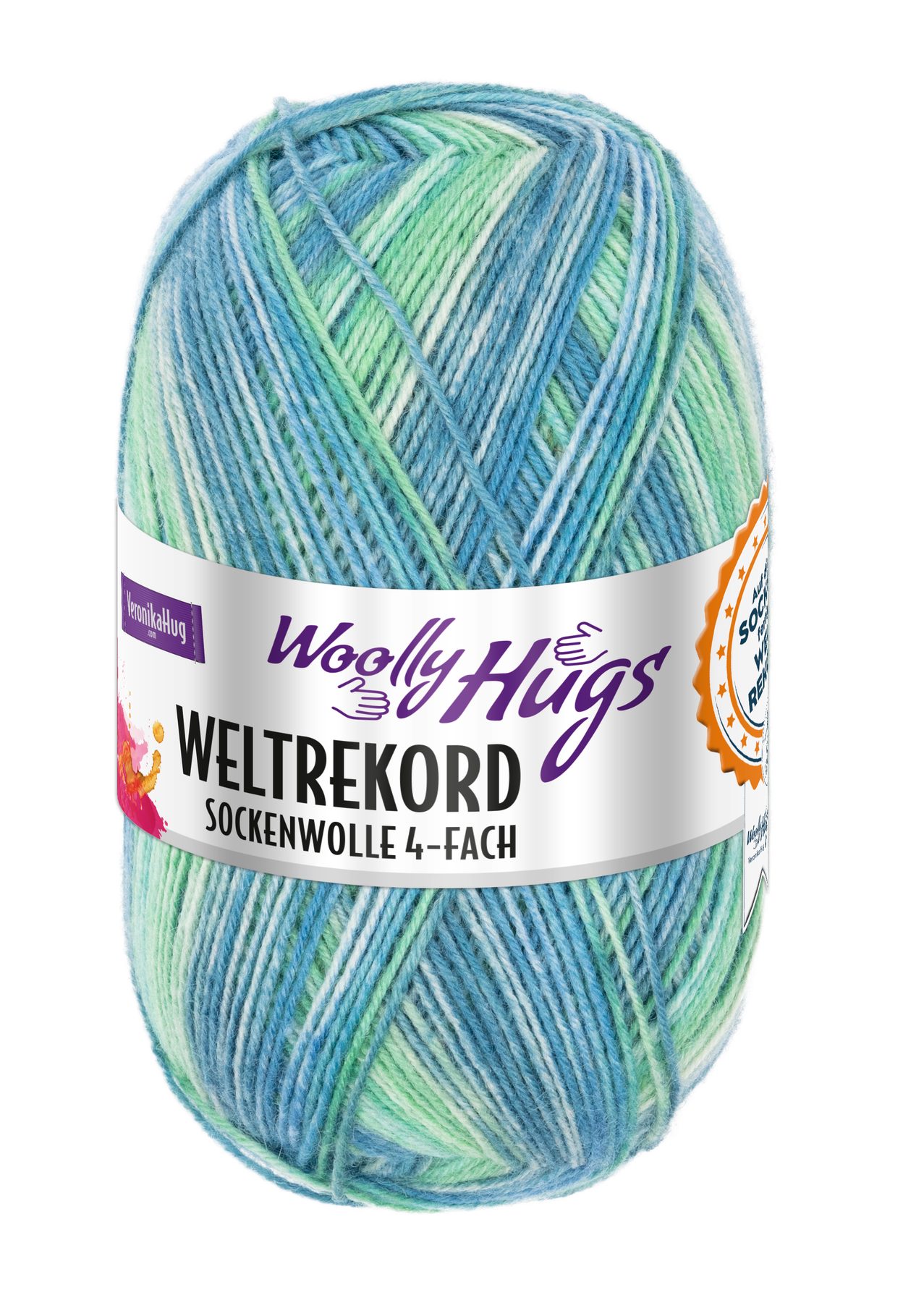 Woolly Hugs Woolly Hugs WELTREKORD Sockenwolle 4-fach 100 g Häkelwolle, 420 m (Offizielles Woolly Hugs Weltrekord-Sockengarn), 100 g