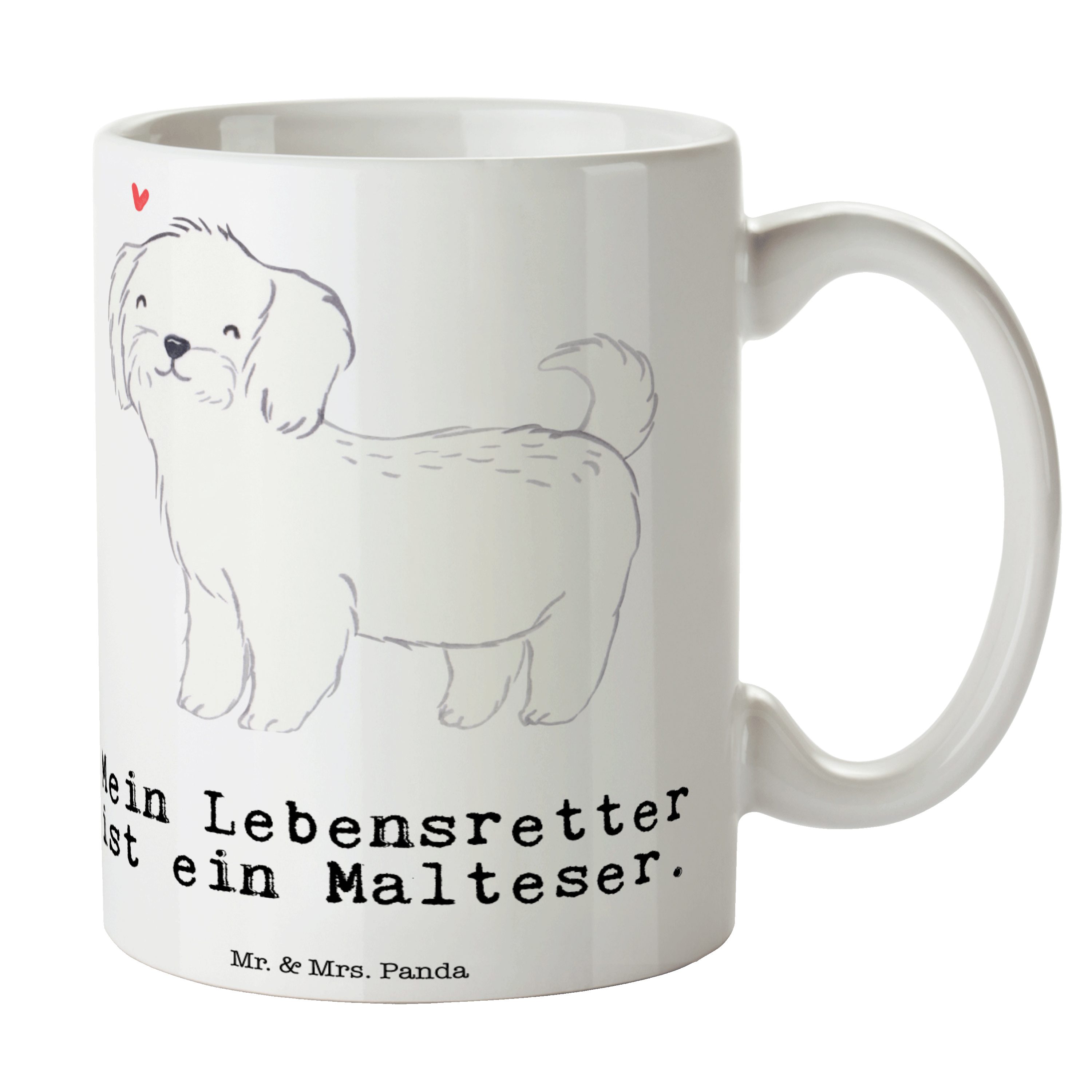Mr. & Mrs. Panda Tasse Malteser Lebensretter - Weiß - Geschenk, Kaffeetasse, Hund, Büro Tass, Keramik