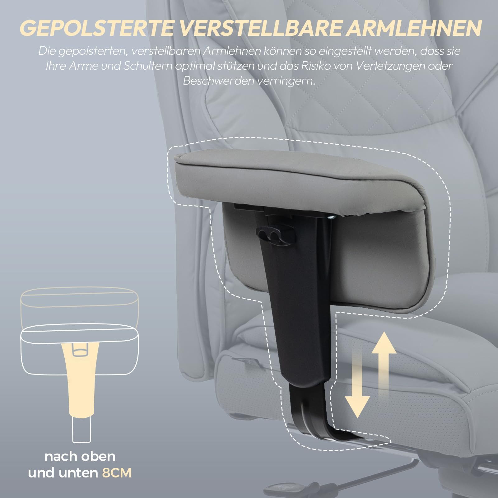 Dowinx Gaming-Stuhl Bürostuhl Ergonomisch mit Taschenfeder-Kissen (Packung), Chefsessel mit weiche Rückenlehne und verstellbare Lendenkissen – Bild 4 von 5
