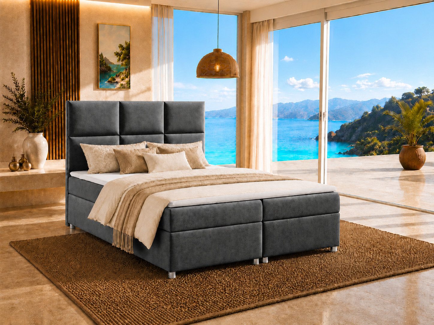Best for Home Boxspringbett Boxspringbett Trinity K-13 mit Stauraum & 7-Zonen Komfort – modern (Bonell-Matratze, gepolstertes Kopfteil, Doppelbett versch. Größen, 140x200 160x200 180x200 200x200 cm), Handwerksqualität, TOP Preis-Leistungs-Verhältnis