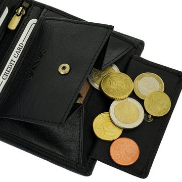 Manza Geldbörse Geldbörse Herren Schwarz mit RFID, Geheimfach und Geschenkbox, Geschenkbox, Geheimfach und RFID Blocker, Hochwertiges Nappa Leder
