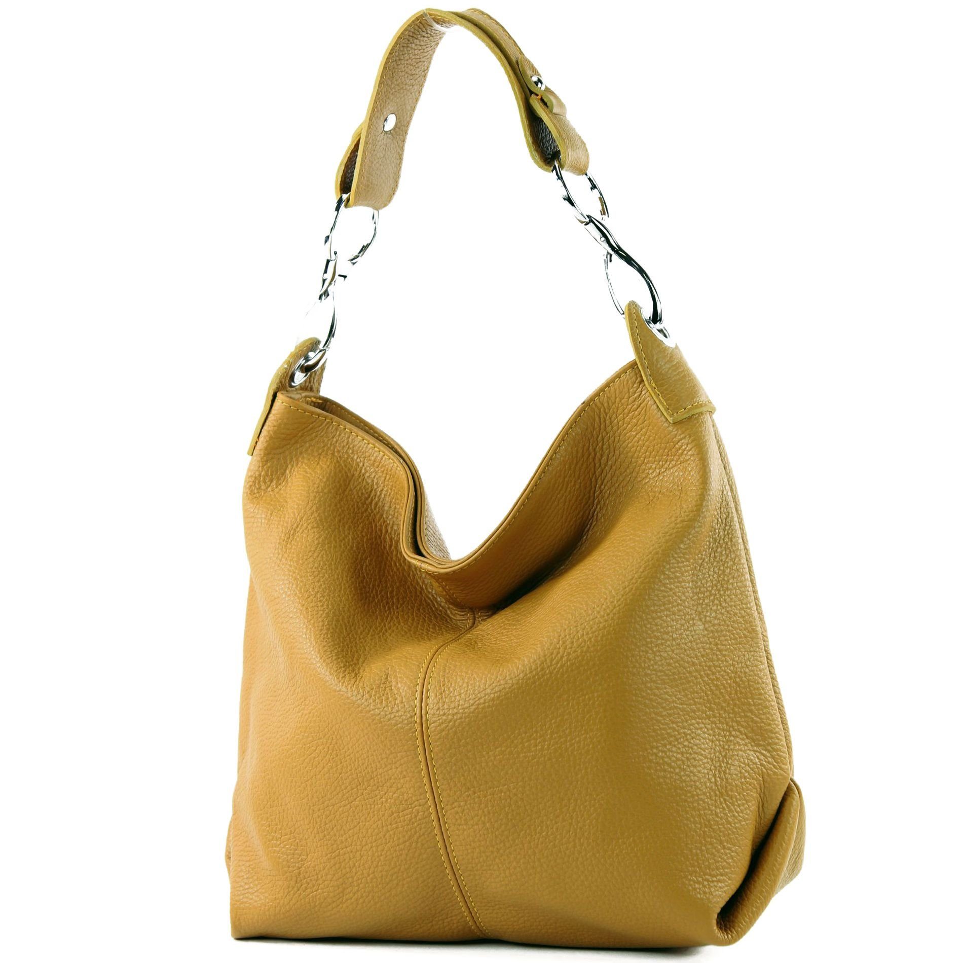 modamoda de Schultertasche T168v8, Echtleder Handmade in Italy