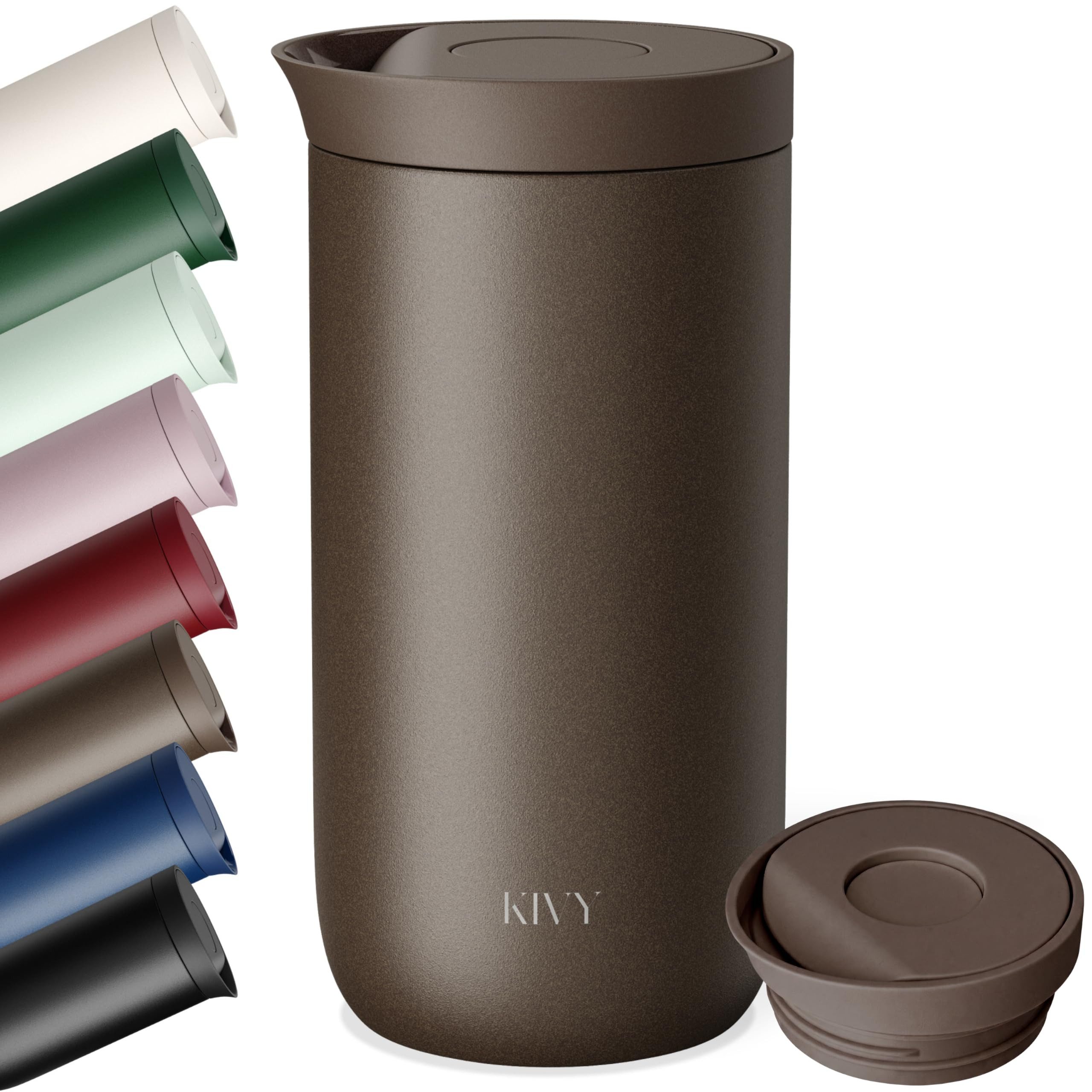 KIVY Thermobecher doppelwandig auslaufsicher, Kaffeebecher to Go, spülmaschinenfest, Edelstahl