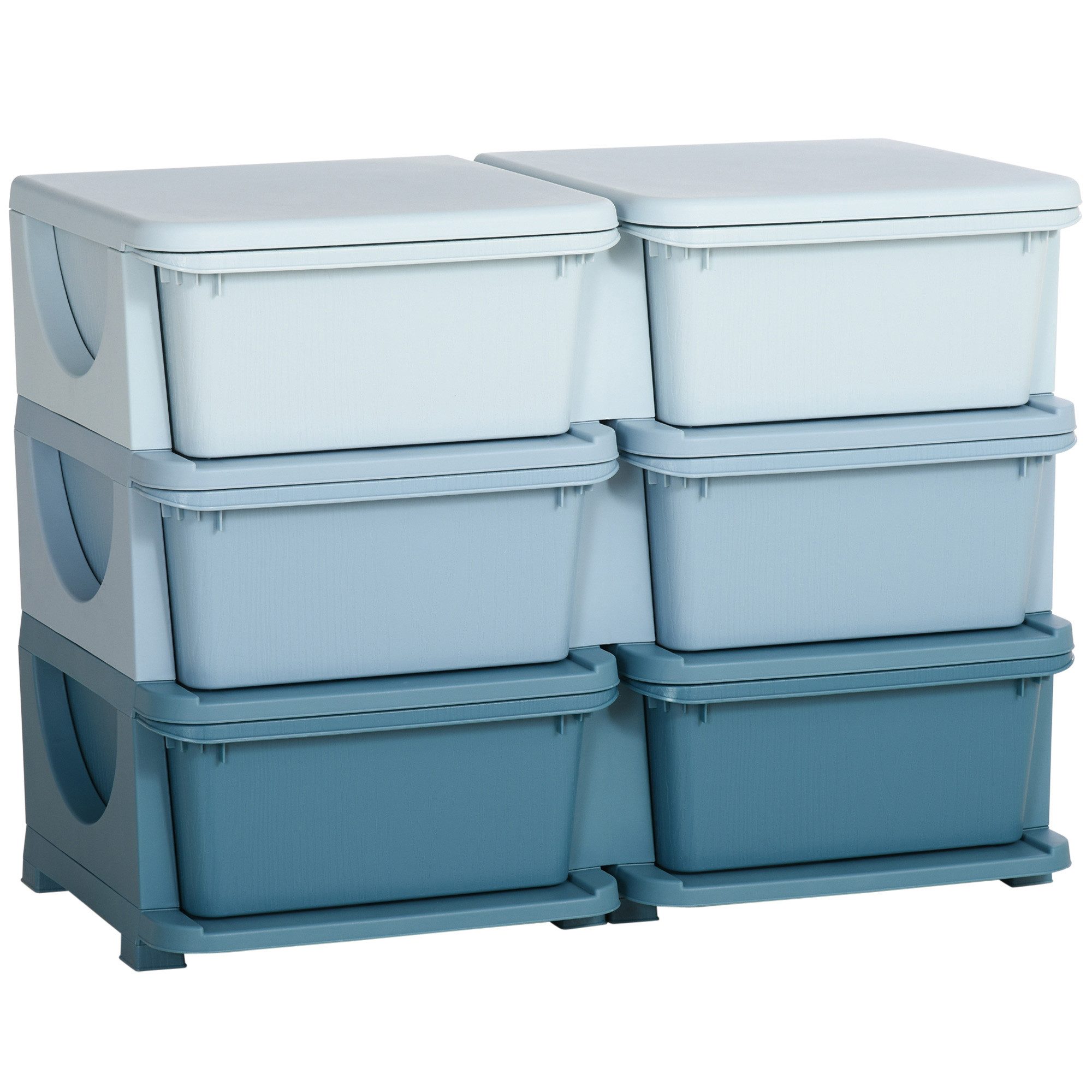 HOMCOM Spielzeugtruhe Schubladenschrank, Spielzeug-Organizer, sechs Ebenen, 3-6 Jahre (Spielzeugkiste, 1 St., Aufbewahrungsbox), für Kinderzimmer, Blau