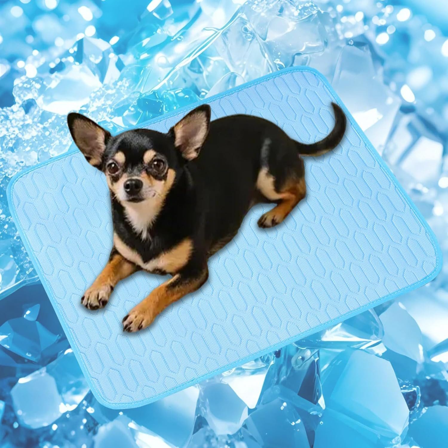 Srvillg Hundematte Selbstkühlende Hundematte, Kühldecke Katzen,Waschbar Kältematte, für Drinnen, Draußen und im Auto ideal für kleine Katzen und Hunde – Bild 2 von 5