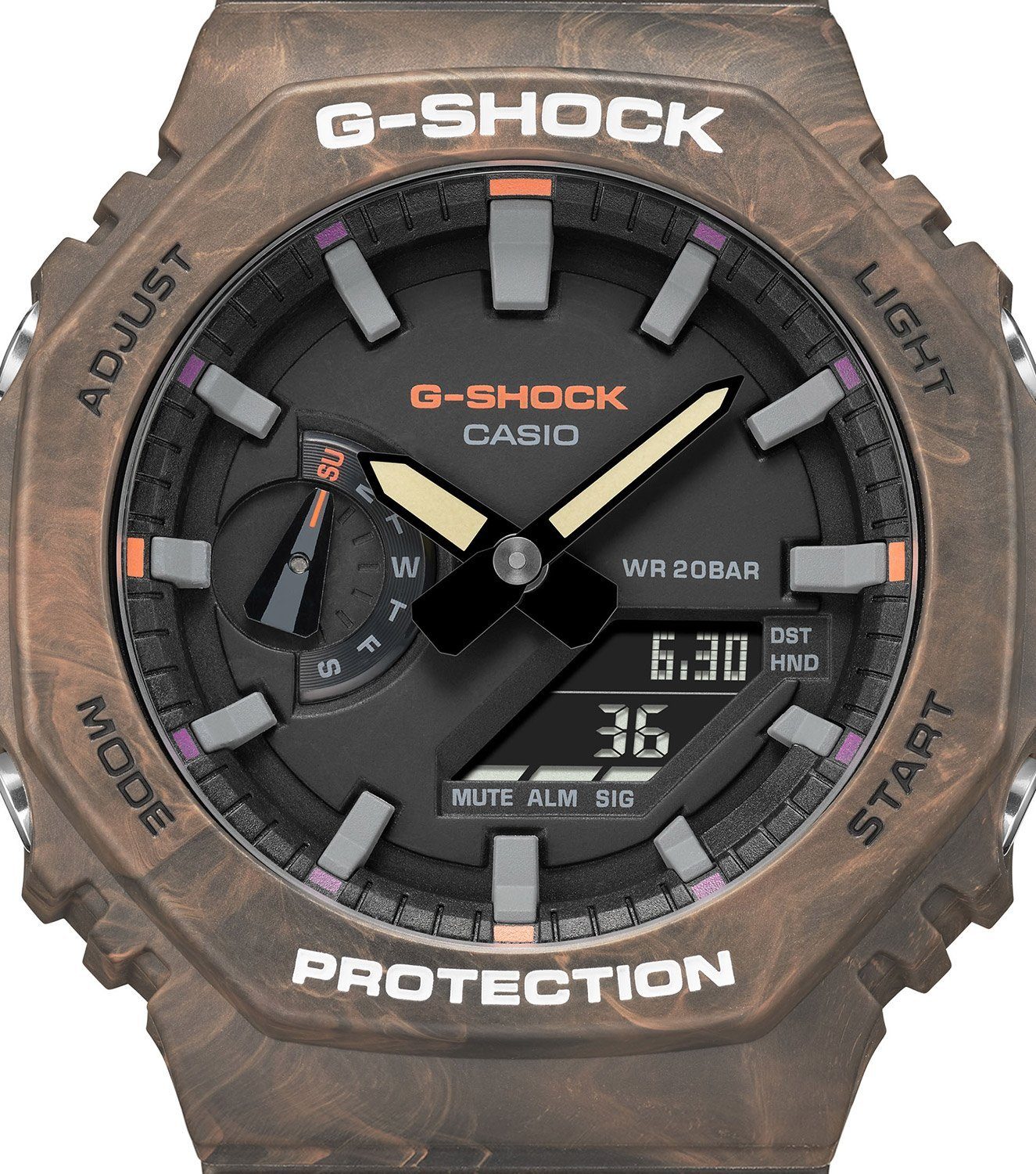 Herren Uhren CASIO G-SHOCK Quarzuhr G-Shock Classic AnaDigi Braun meliert