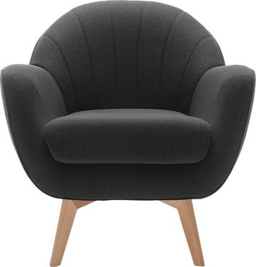 TRENDMANUFAKTUR Sessel Fuelta, mit auffälligem Nahtbild und schönen Füßen aus Holz